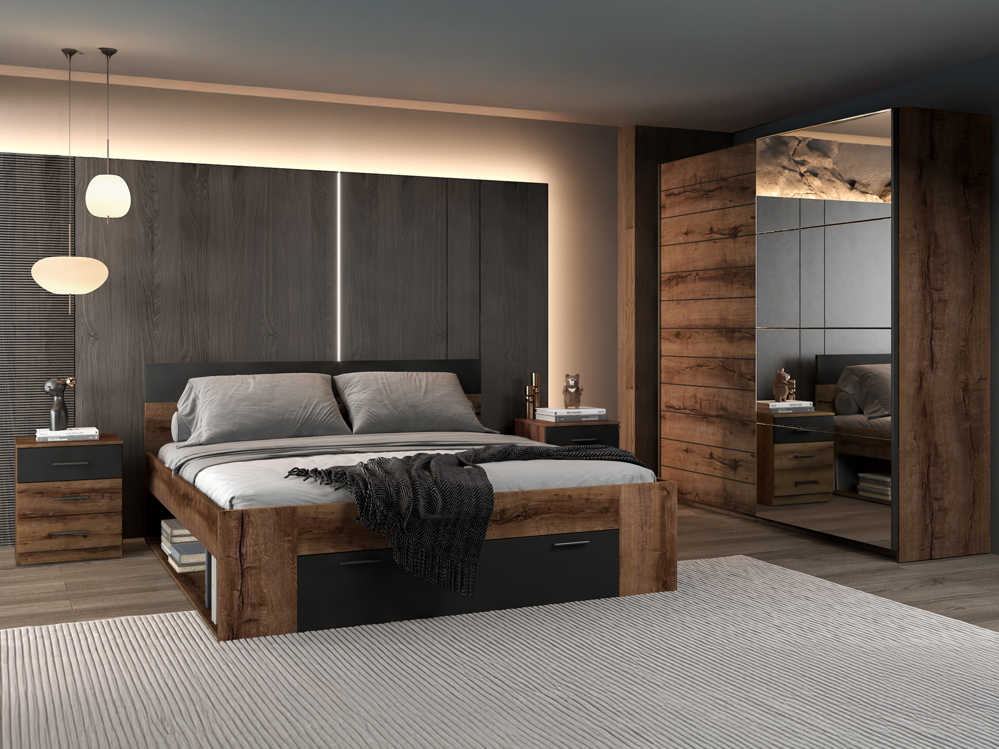 Sengebord Melvele 100 (Kloster eg + Sort)