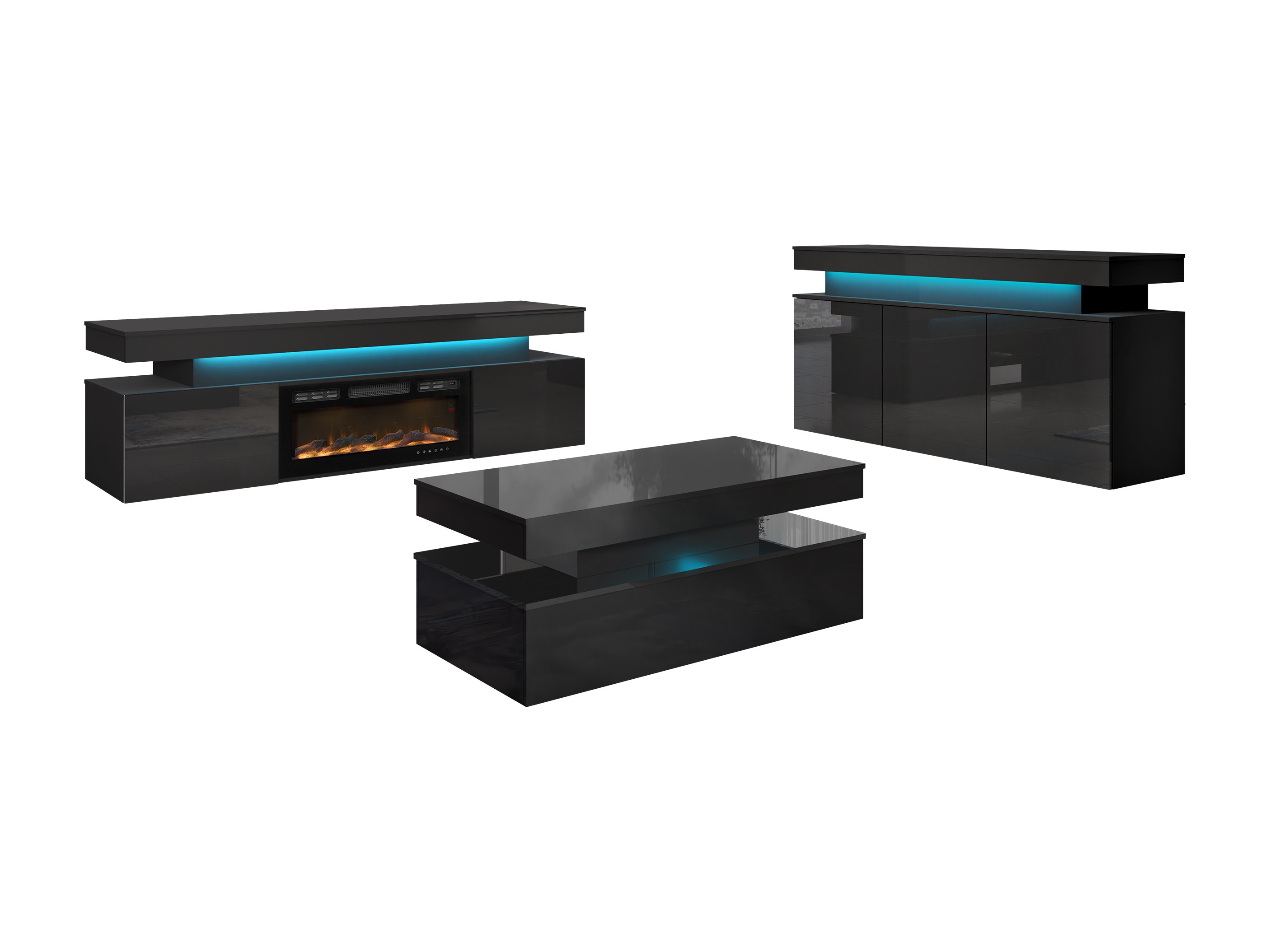 Stuemøbelsæt Monfero 106 (Sort + Blank sort)