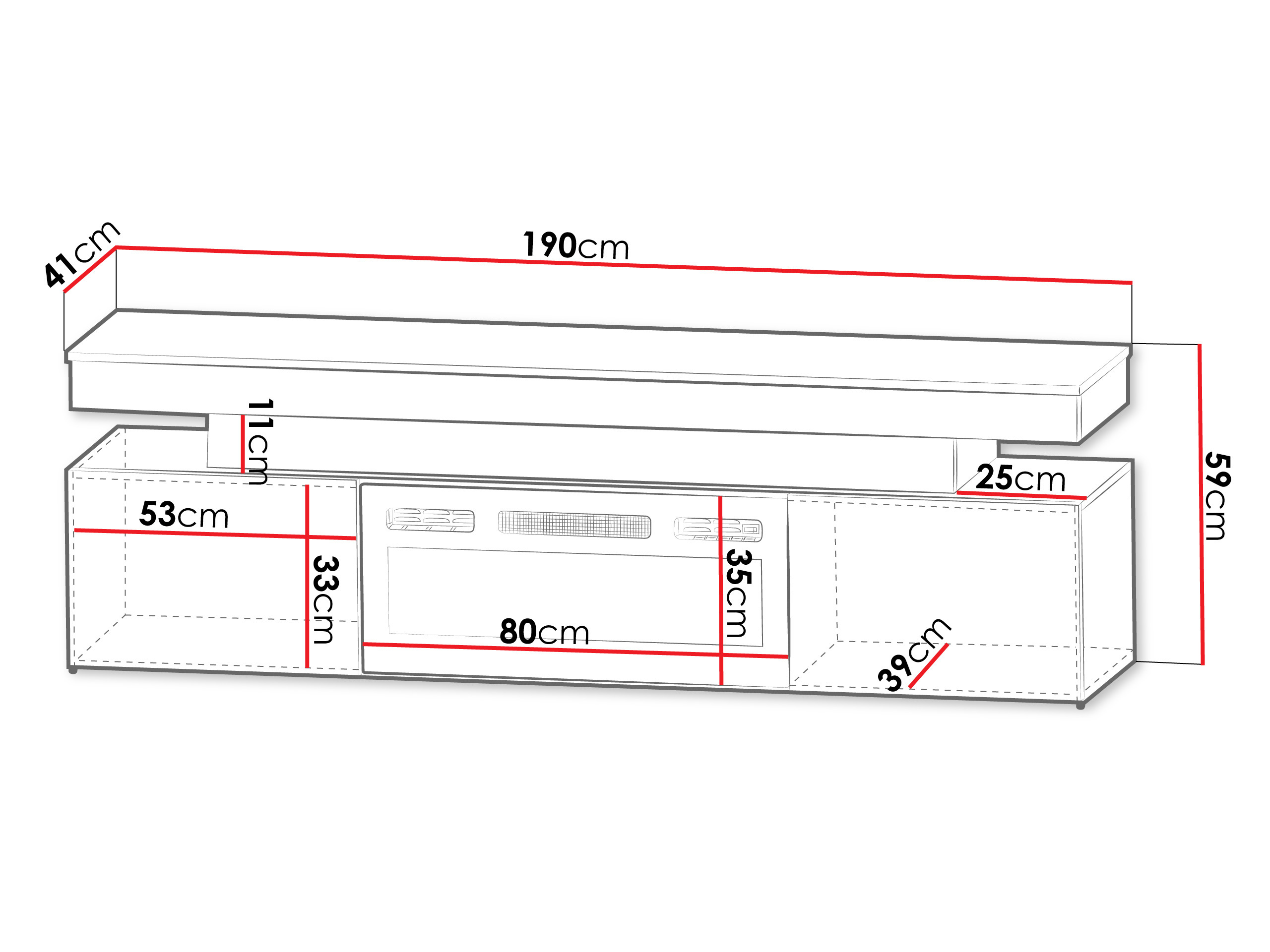 TV-bord Monfero 104 (Hvid + Glansfuld hvid)