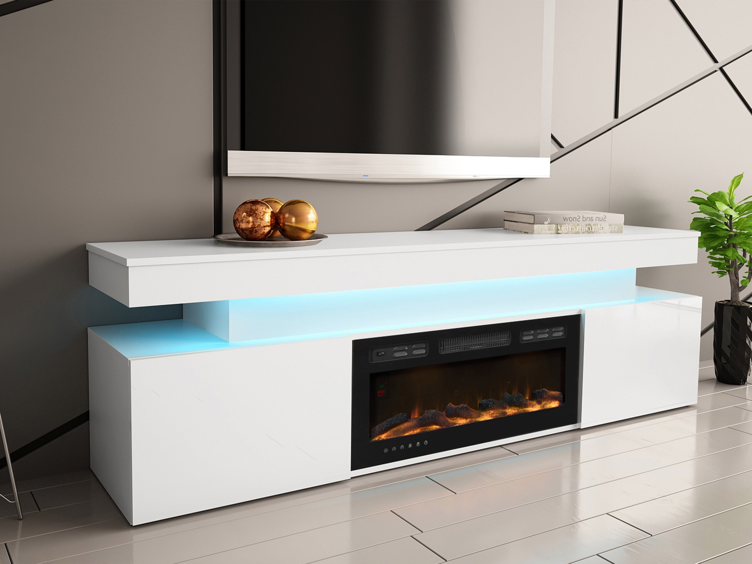 TV-bord Monfero 104 (Hvid + Glansfuld hvid)