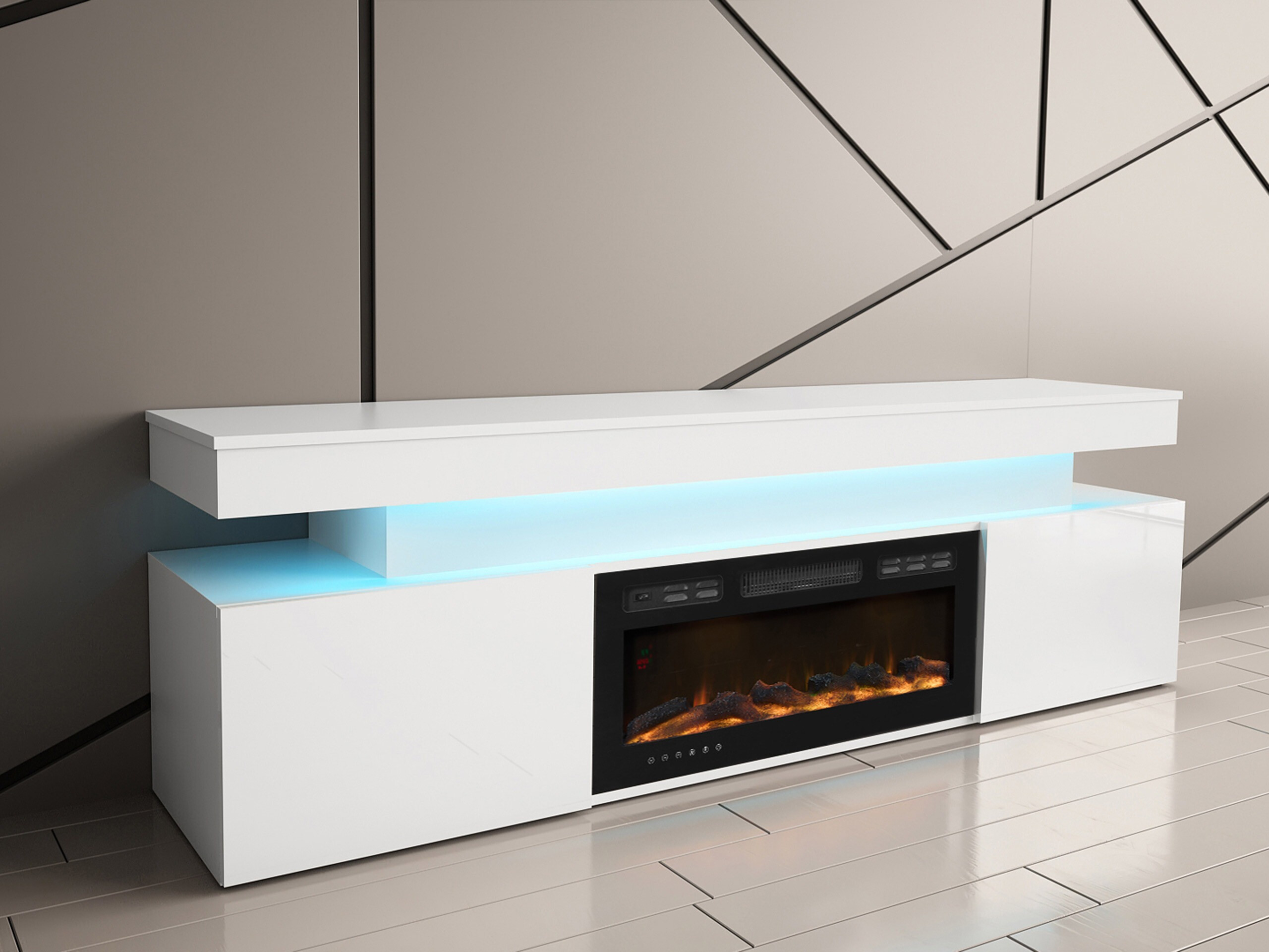 TV-bord Monfero 104 (Hvid + Glansfuld hvid)