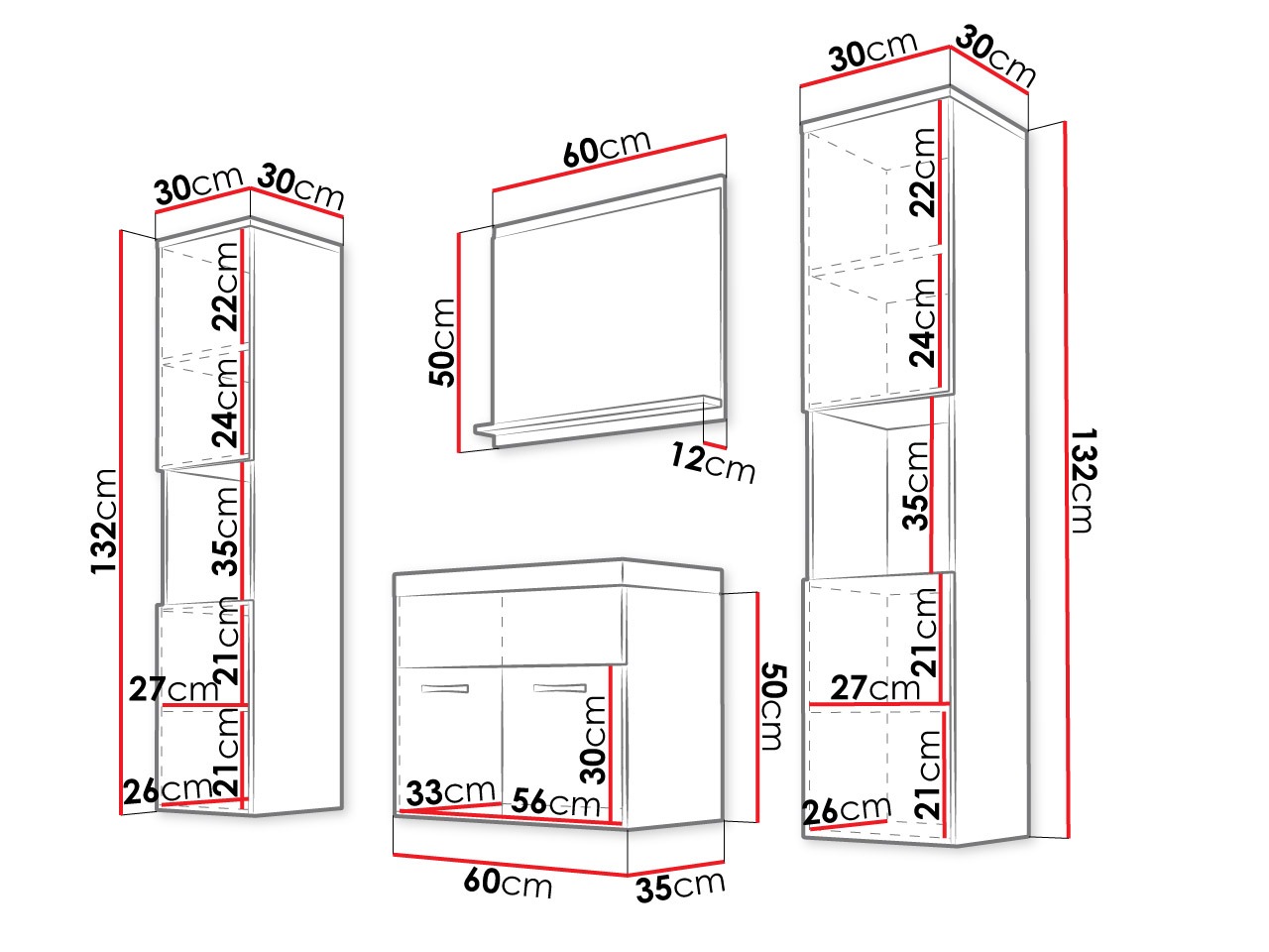 Badeværelses-sæt Sarasota 123 (Grafit)