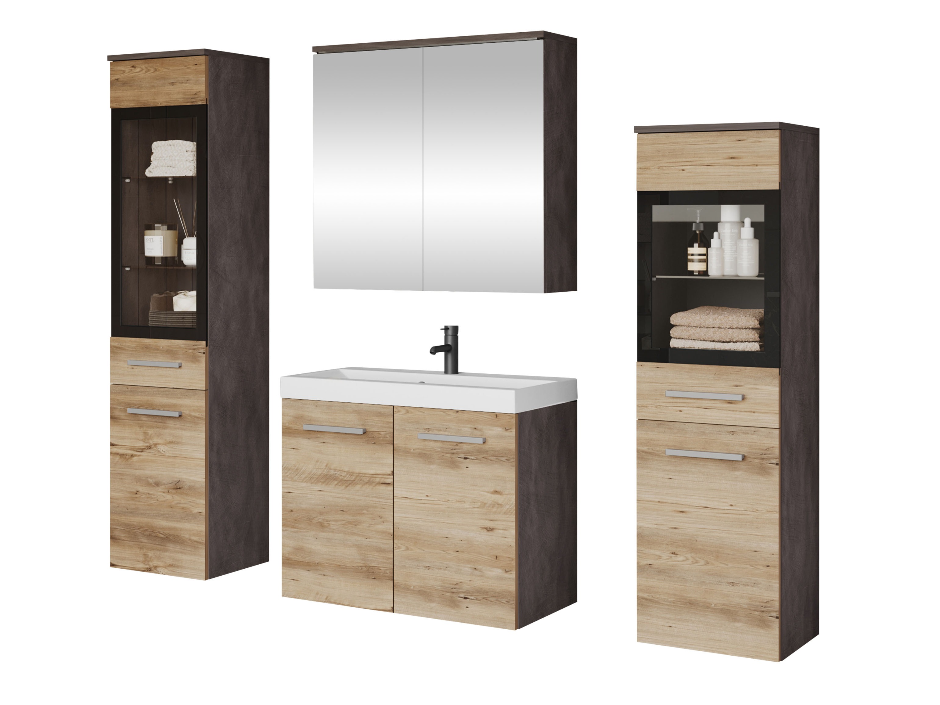 Badeværelses-sæt Sarasota 140 (Matera grå + Kastanje)