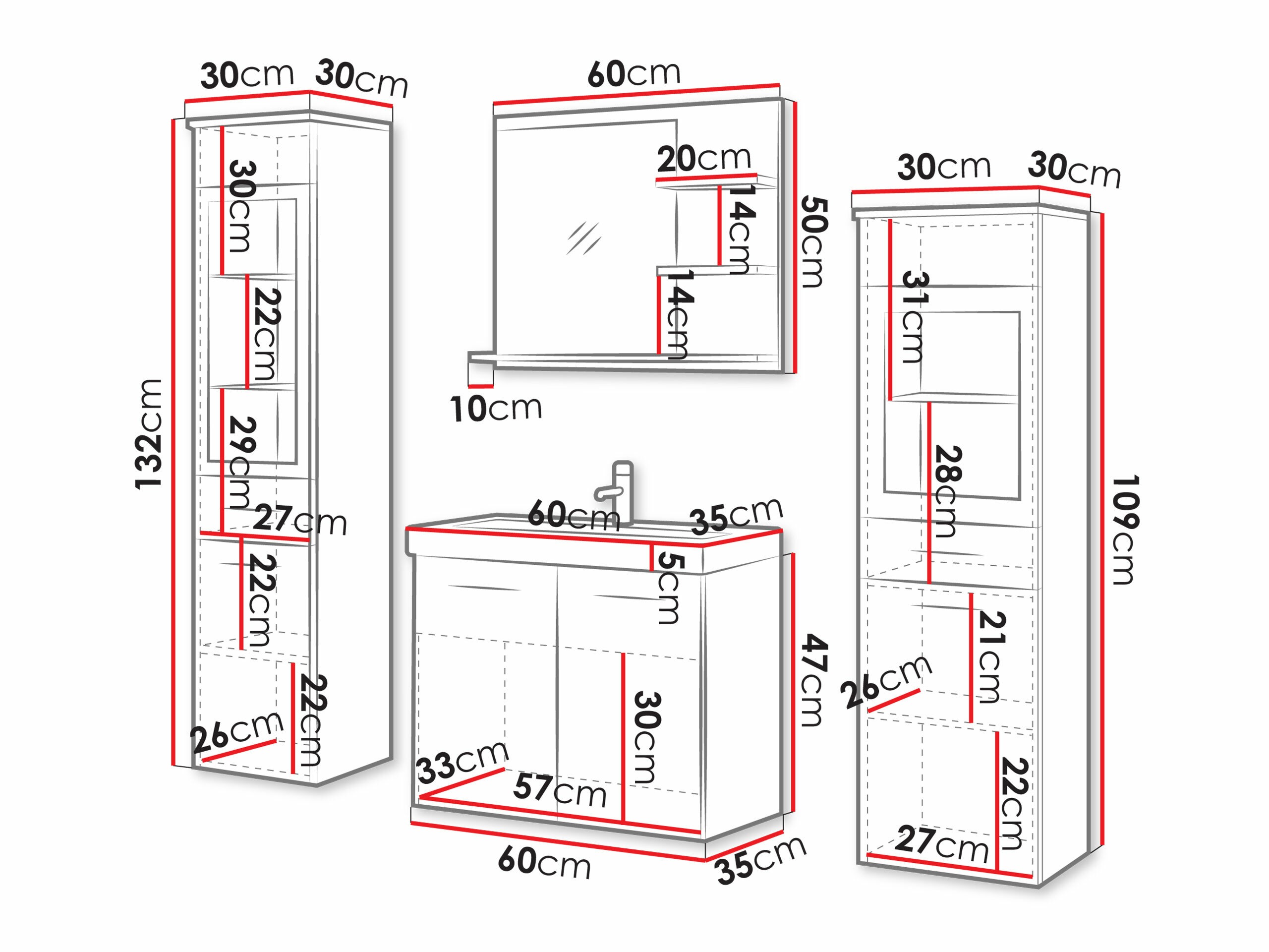 Badeværelses-sæt Sarasota 141 (Kastanje)