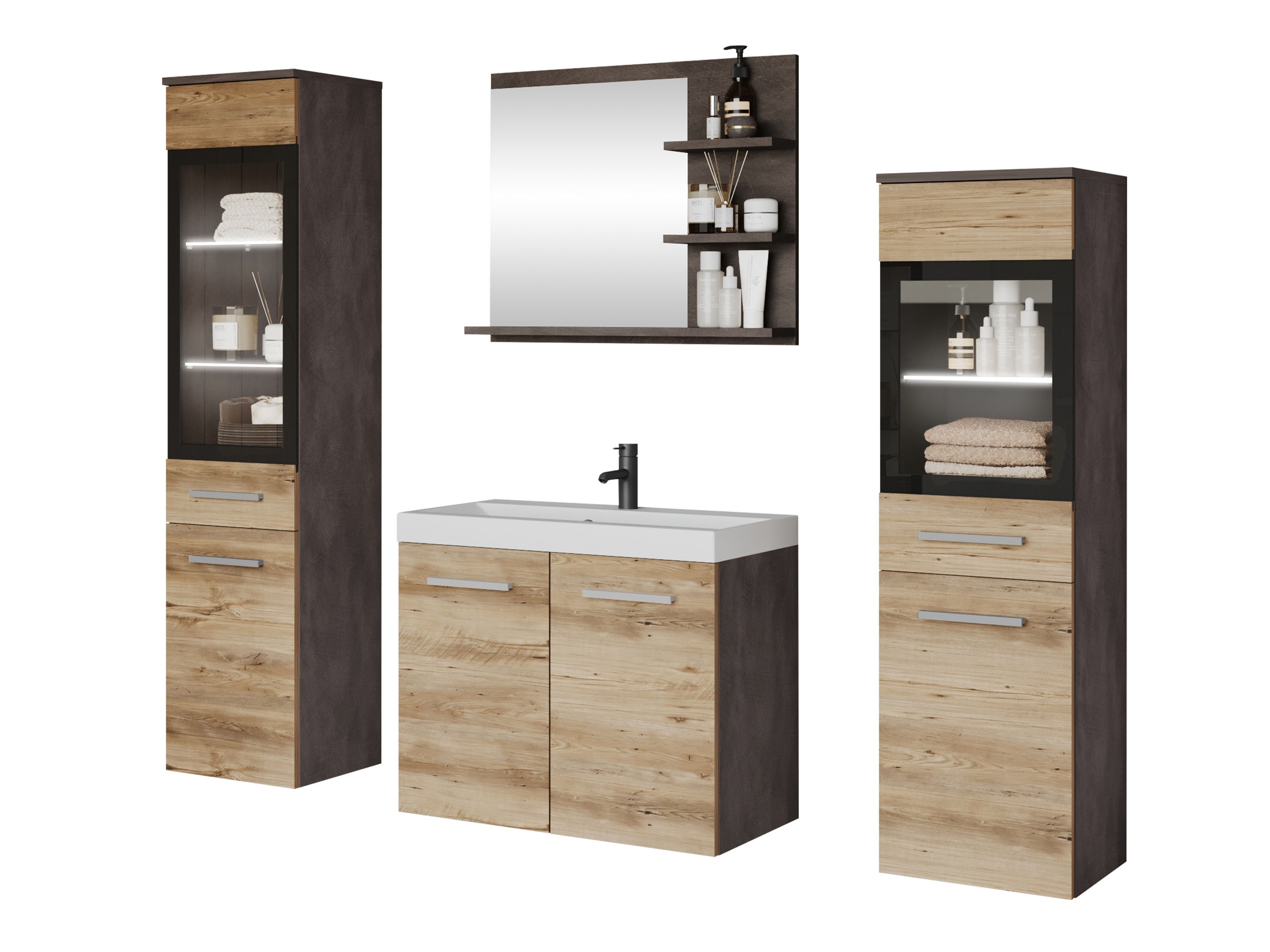 Badeværelses-sæt Sarasota 141 (Matera grå + Kastanje)