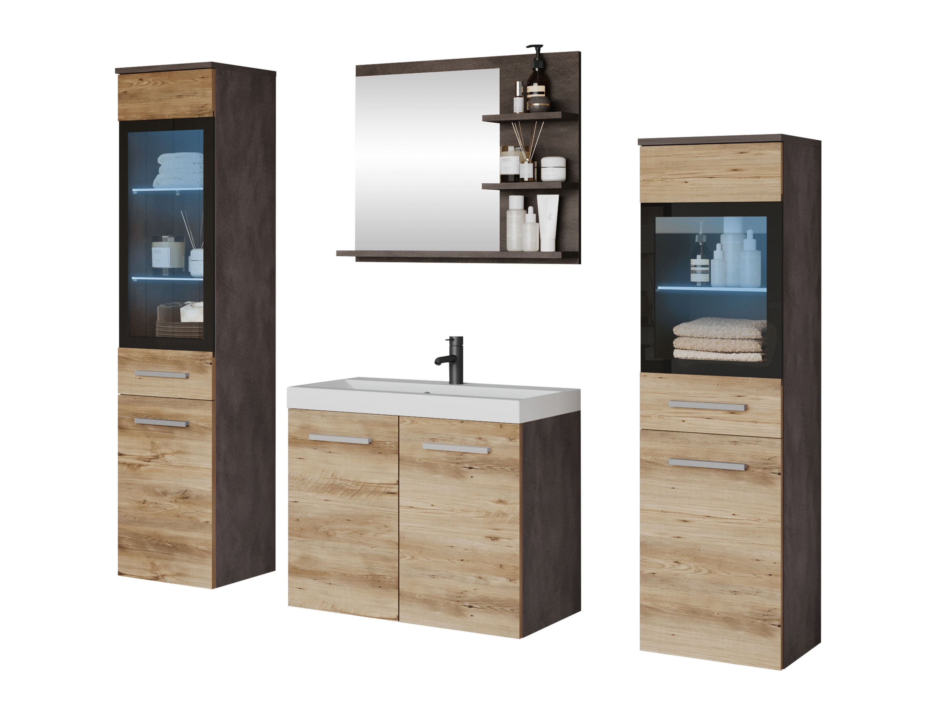 Badeværelses-sæt Sarasota 141 (Matera grå + Kastanje)