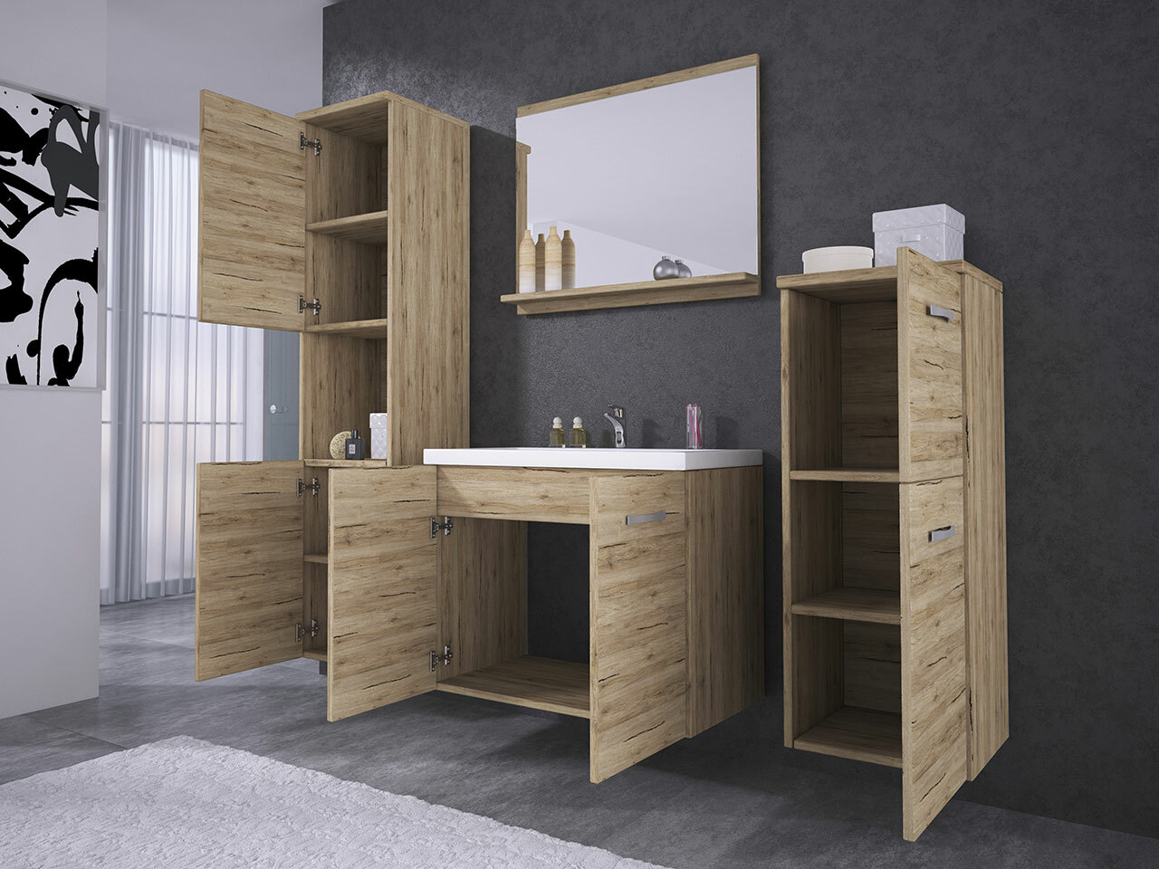 Badeværelsessæt Sarasota 108 (Lefkas eg)