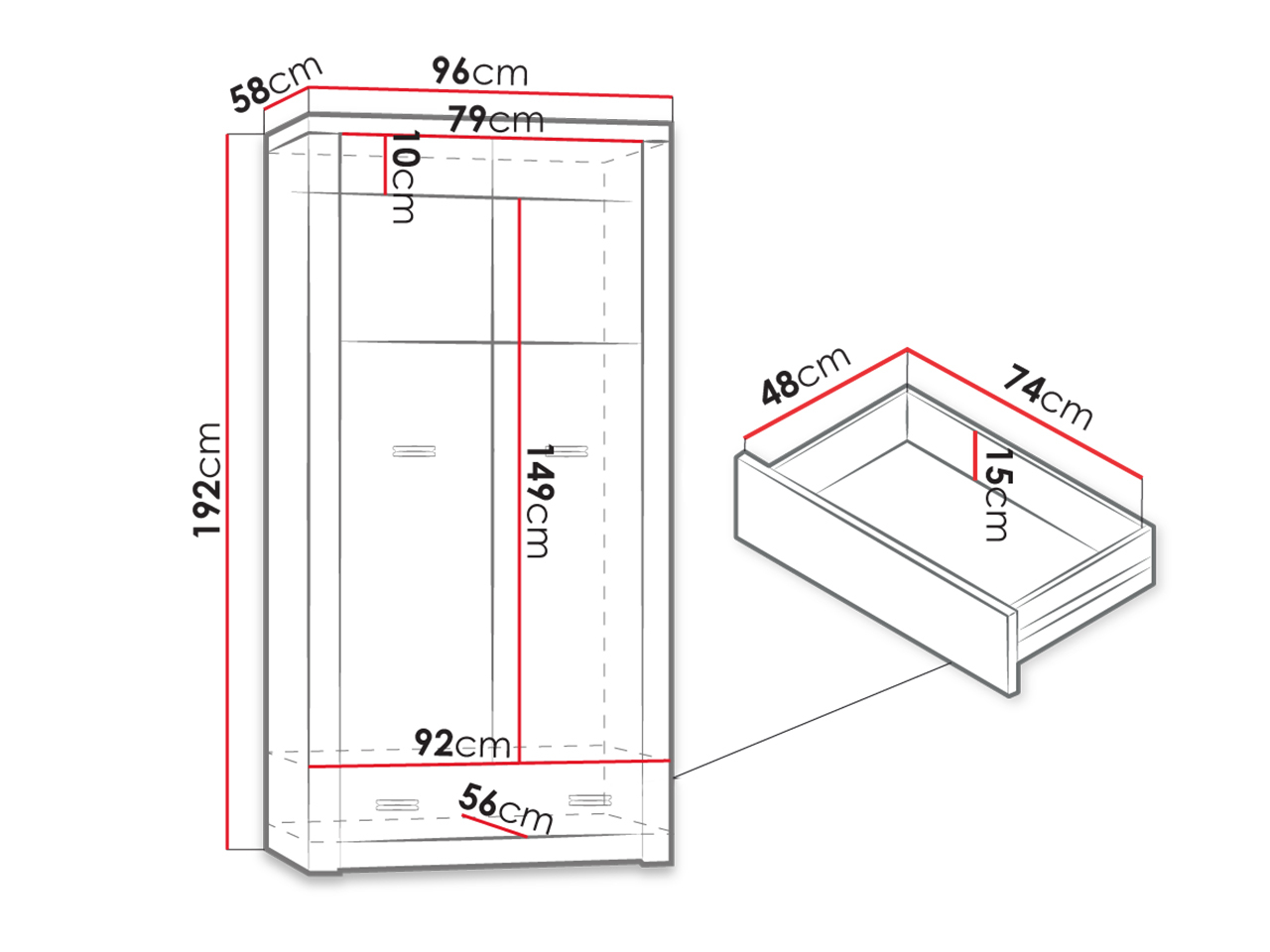 Garderobeskab Serfeno 100 (Mørk aske)