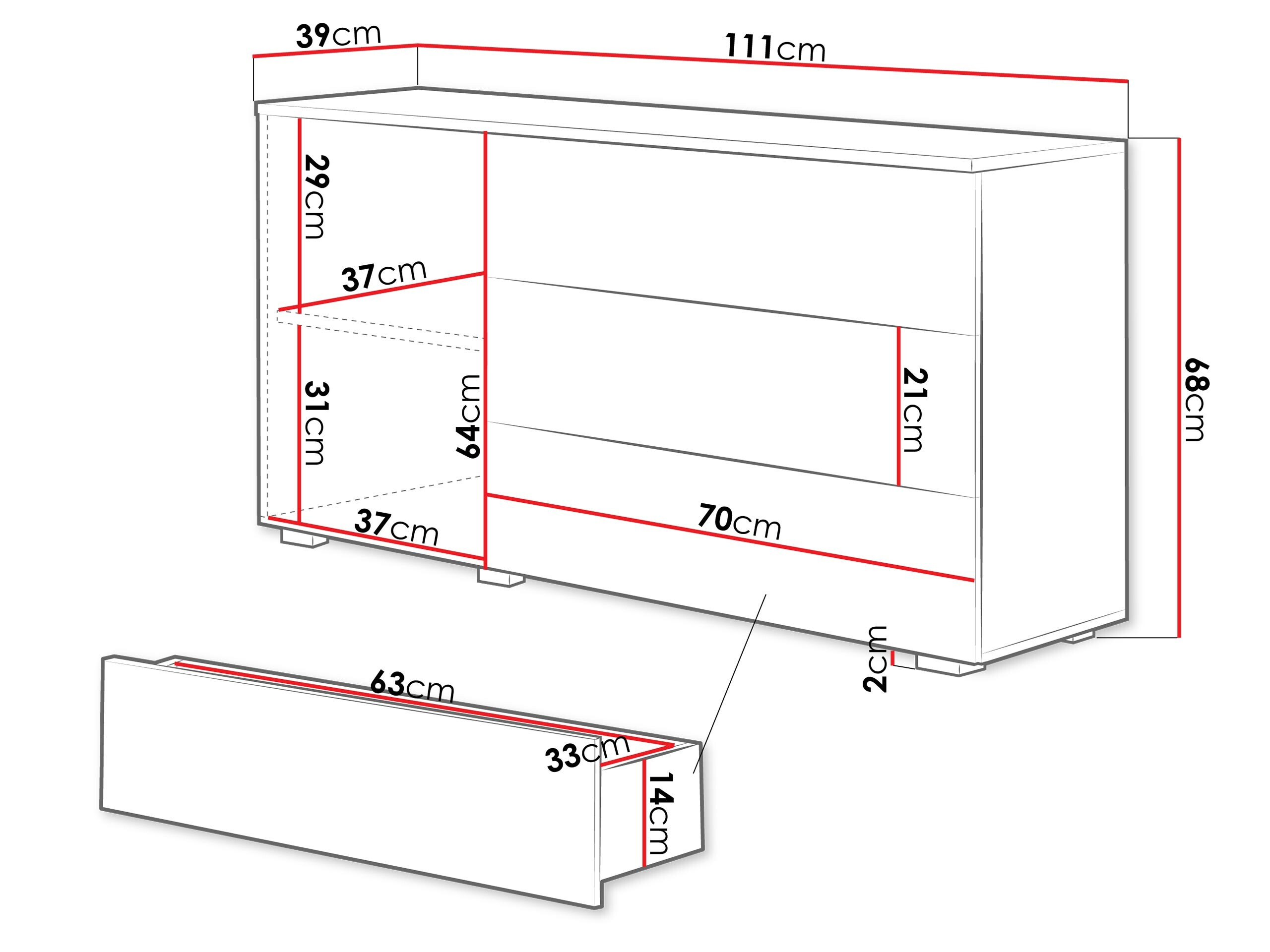 Kommode Sarasota 128 (Matera grå + Kastanje)
