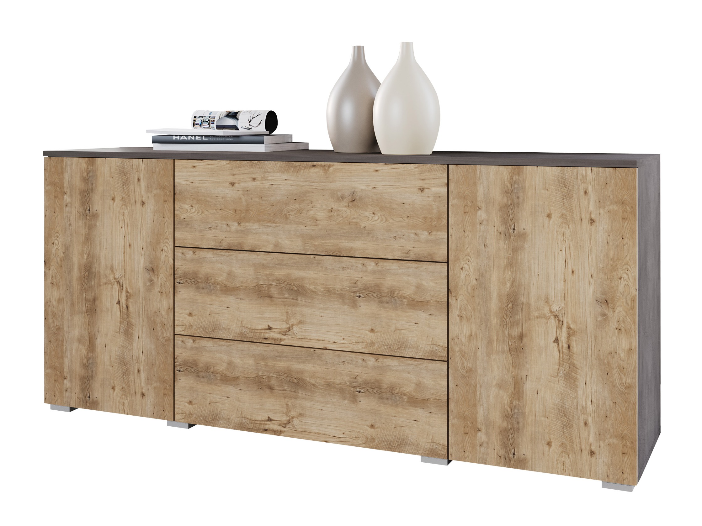 Kommode Sarasota 129 (Matera grå + Kastanje)