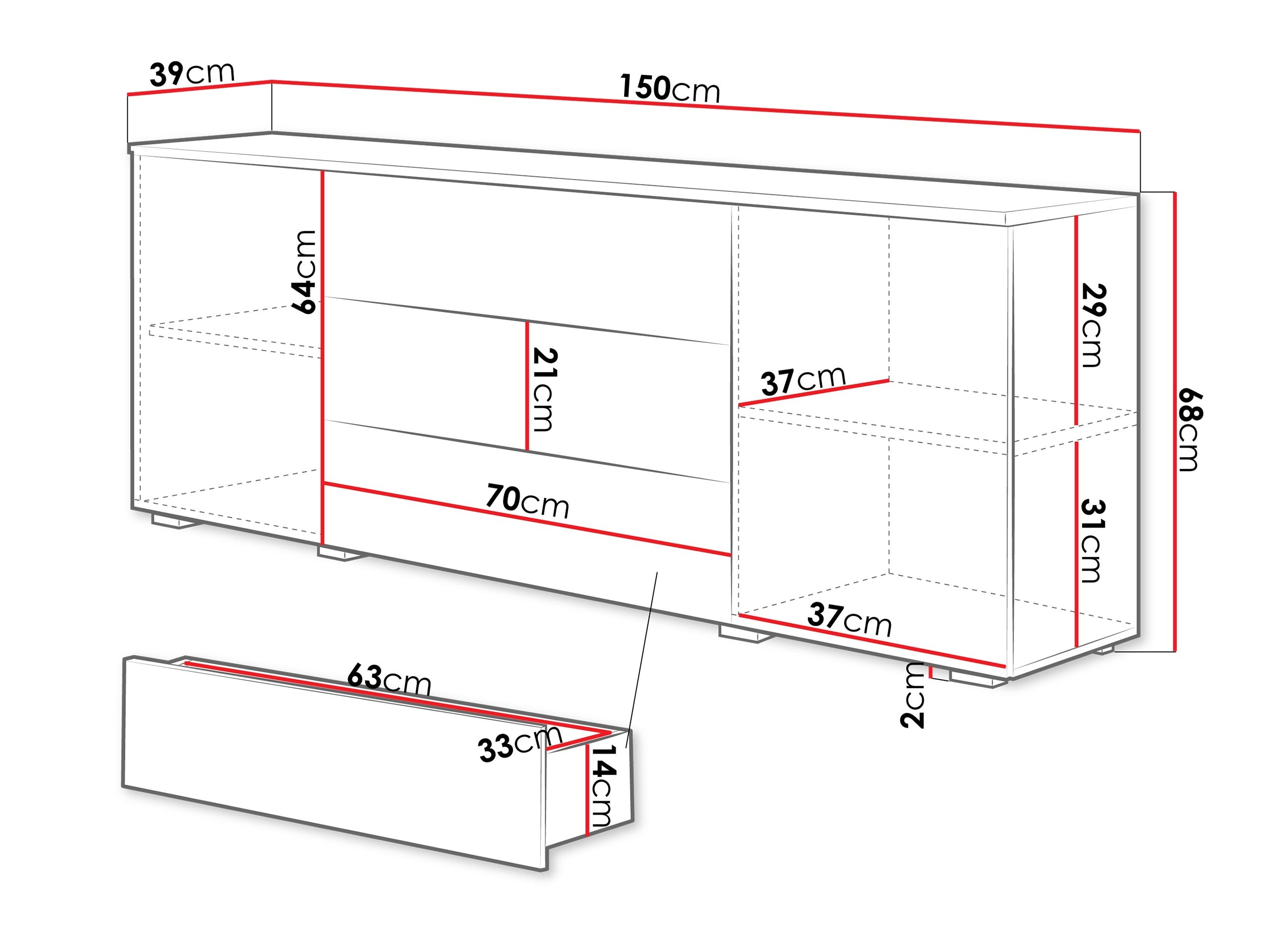 Kommode Sarasota 129 (Matera grå + Kastanje)
