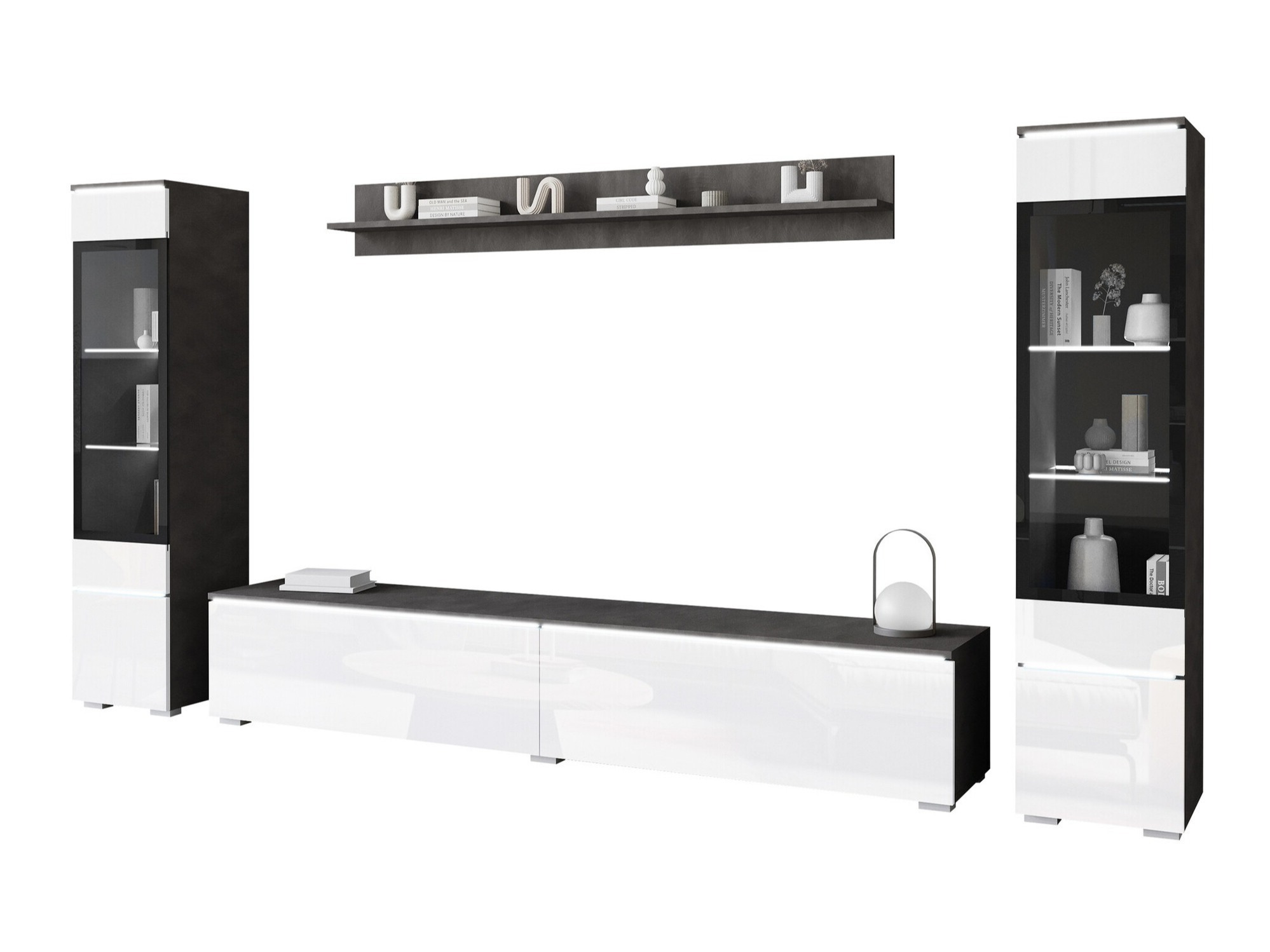 Stuemøbelsæt Sarasota 126 (Matera grå + Glansfuld hvid)