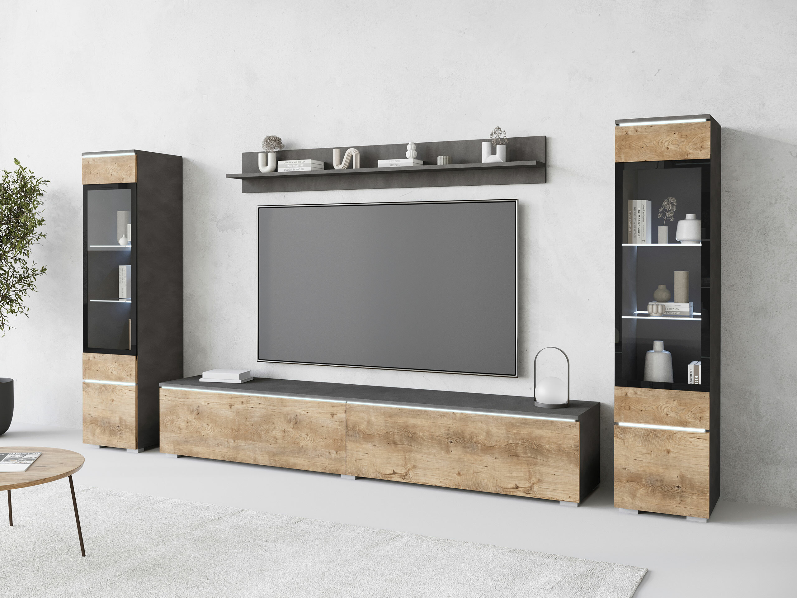 Stuemøbelsæt Sarasota 126 (Matera grå + Kastanje)