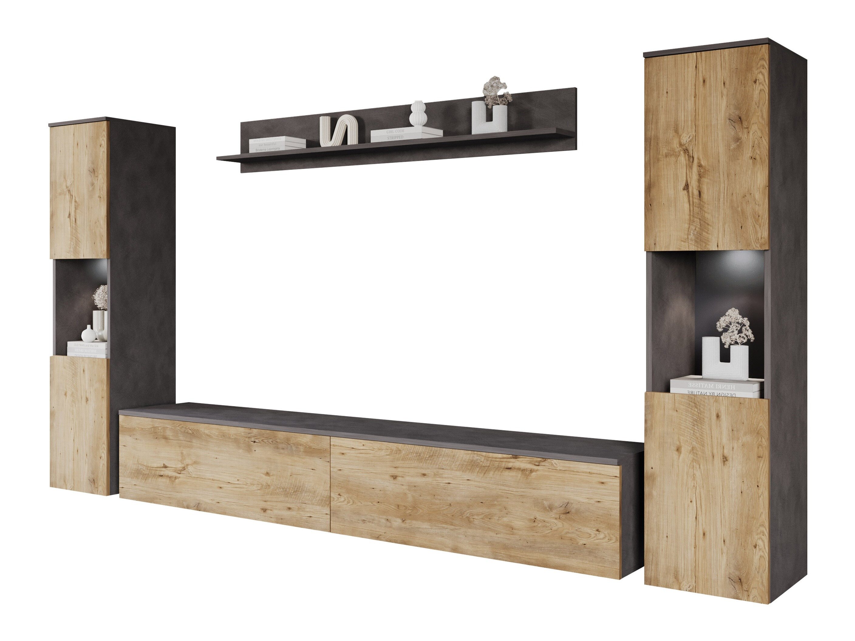 Stuemøbelsæt Sarasota 131 (Matera grå + Kastanje)