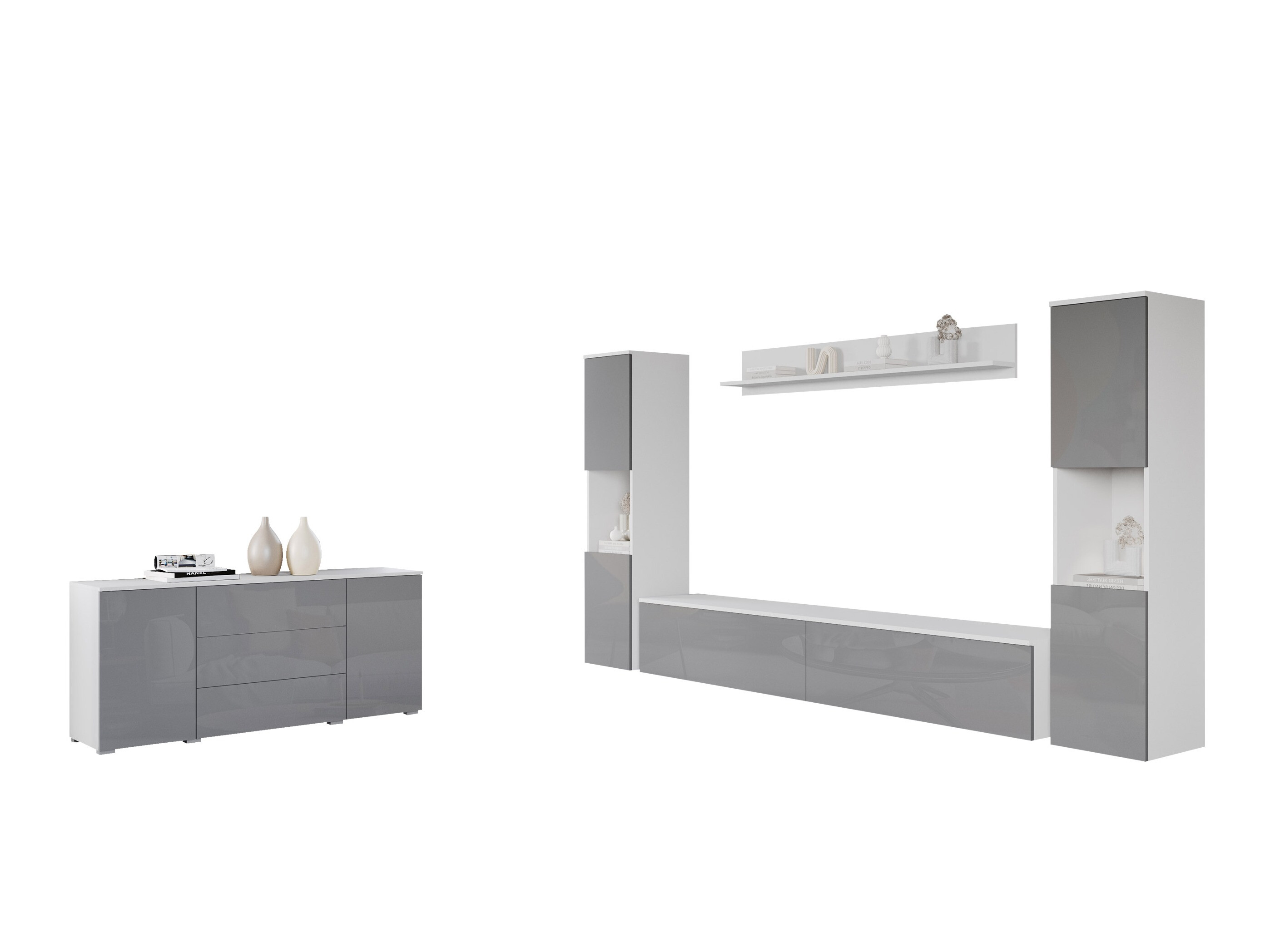 Stuemøbelsæt Sarasota 133 (Hvid + Glansfuld hvid)