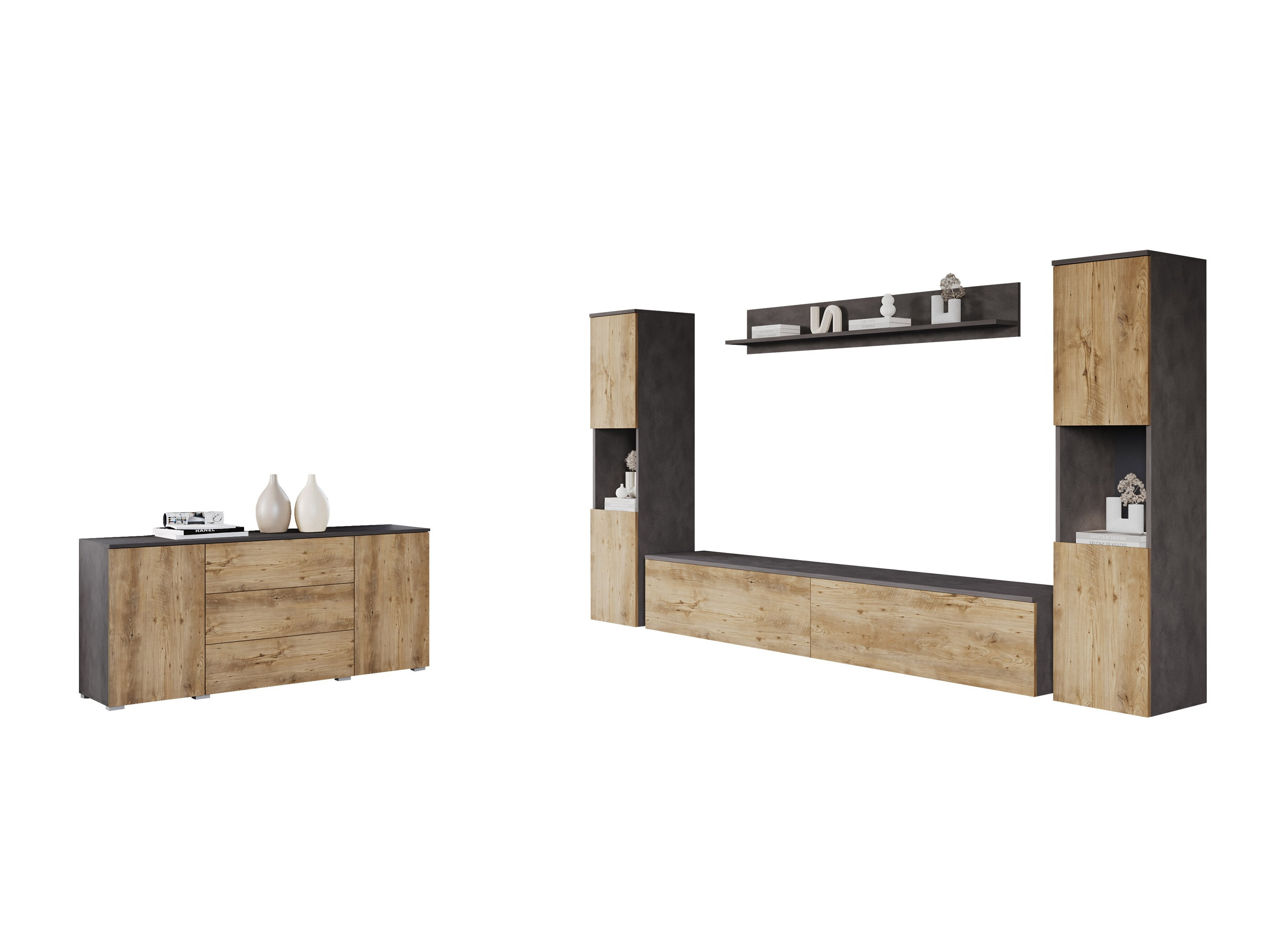 Stuemøbelsæt Sarasota 133 (Matera grå + Kastanje)