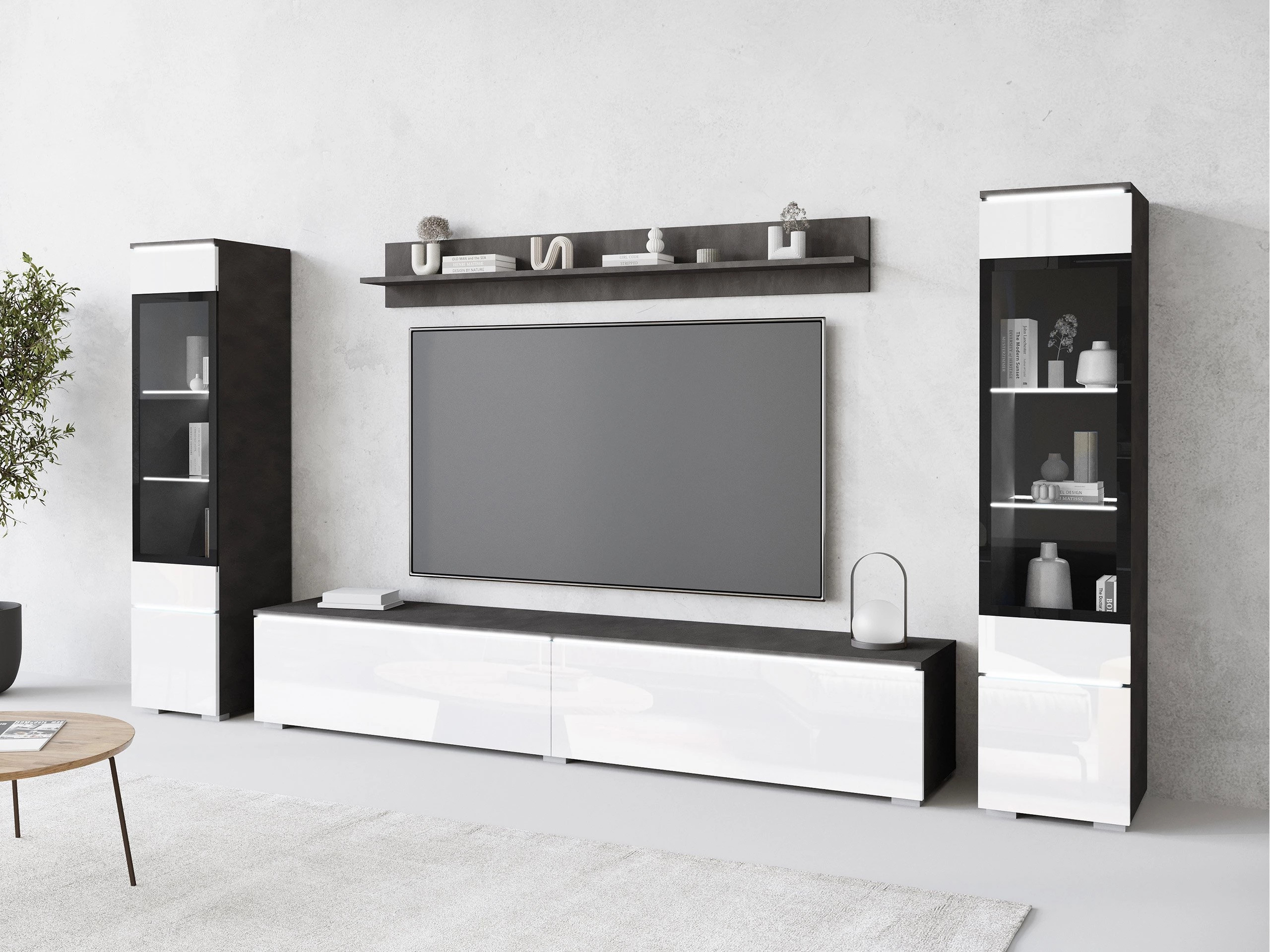 Stuemøblersæt Sarasota 126 (Matera grå + Glansfuld hvid)