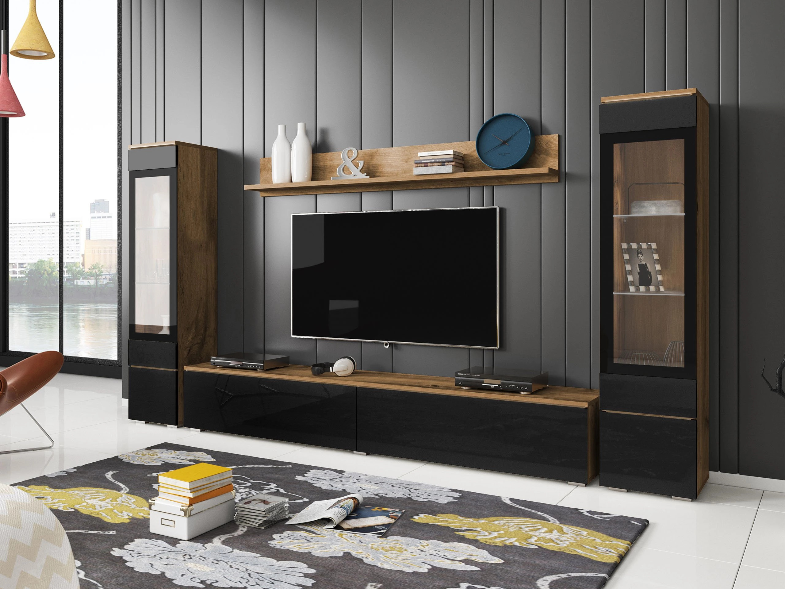 Stuemøblersæt Sarasota 126 (Wotan eg + Blank sort)