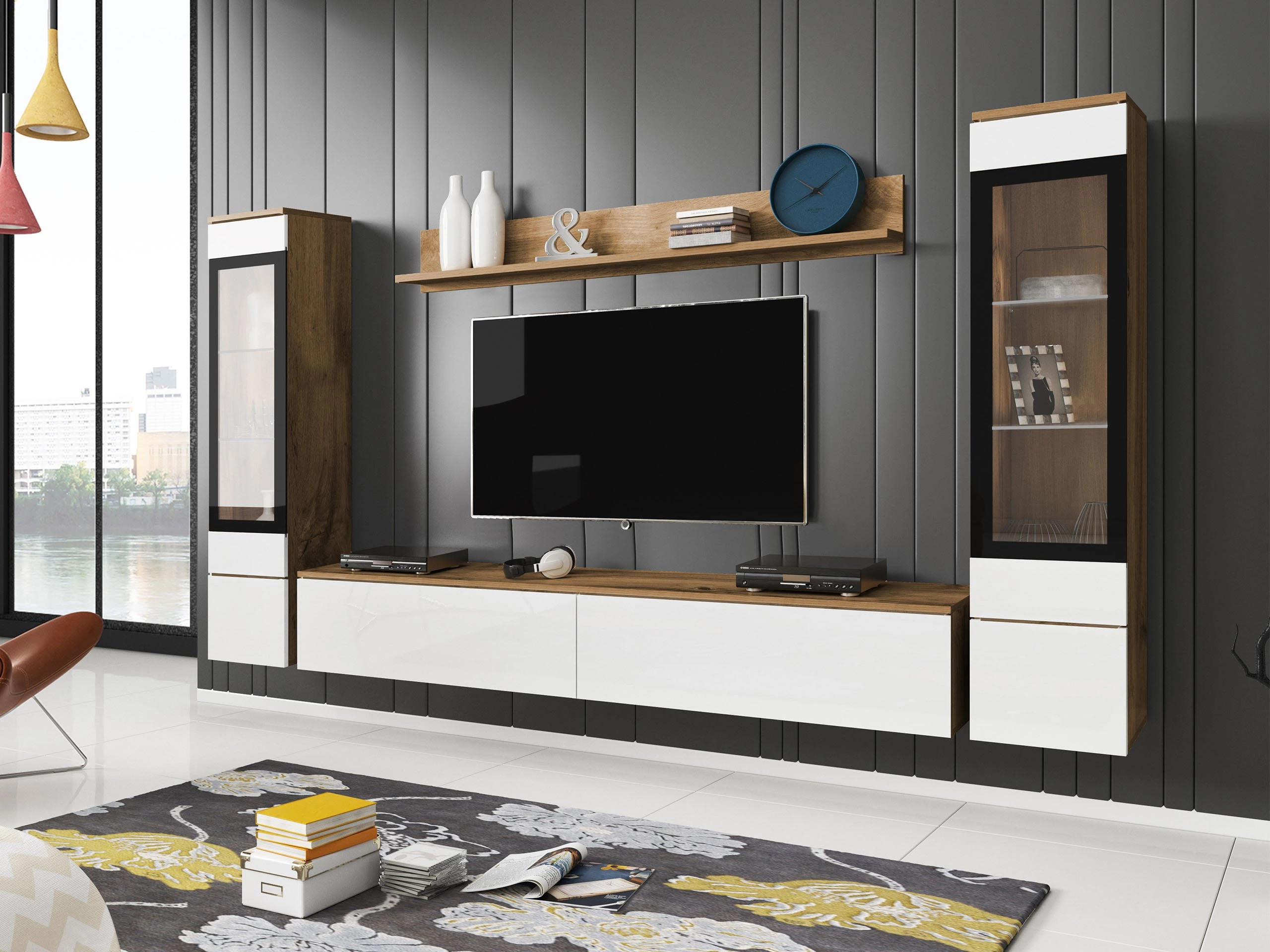 Stuemøblersæt Sarasota 126 (Wotan eg + Glansfuld hvid)