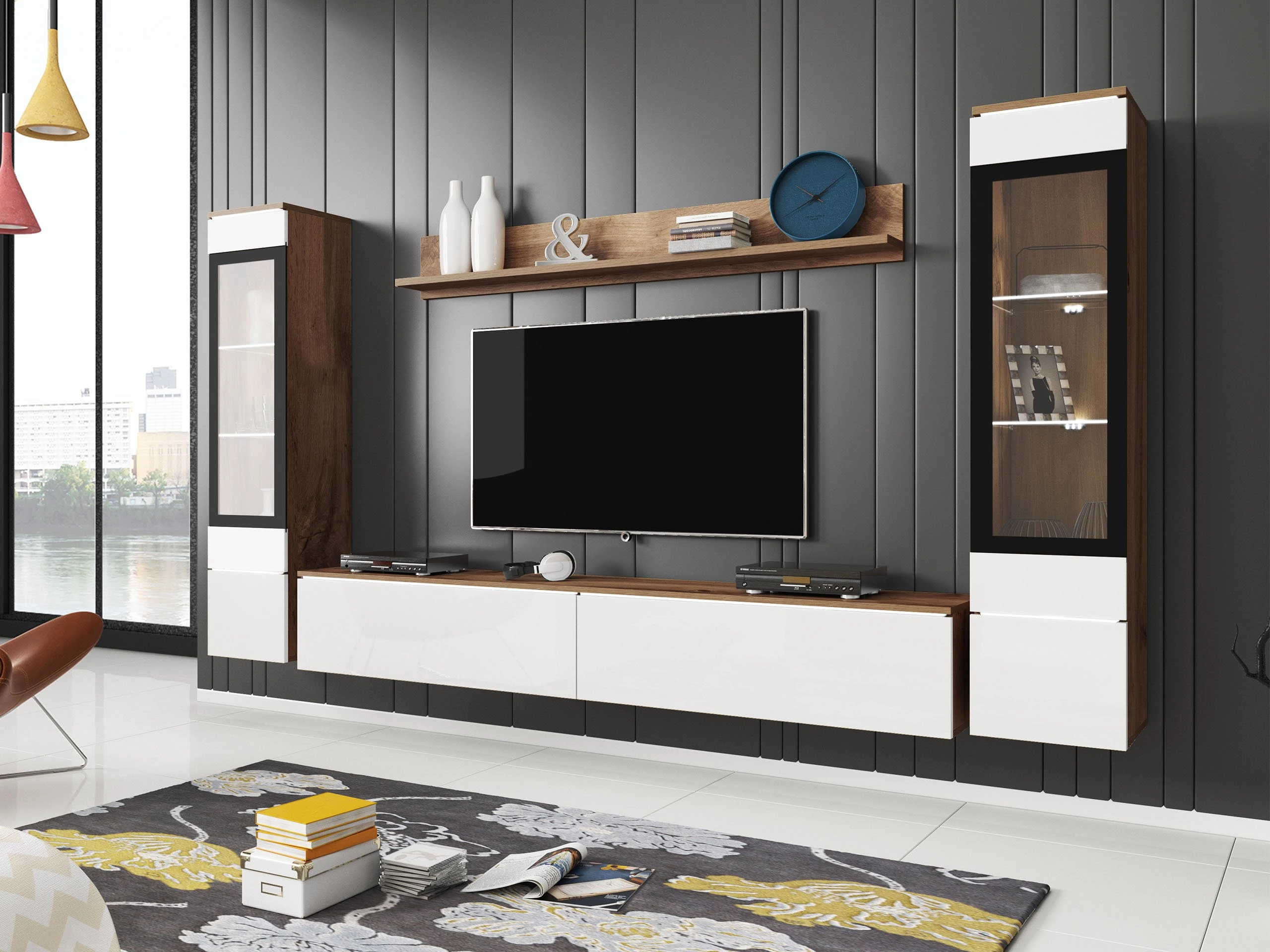 Stuemøblersæt Sarasota 126 (Wotan eg + Glansfuld hvid)