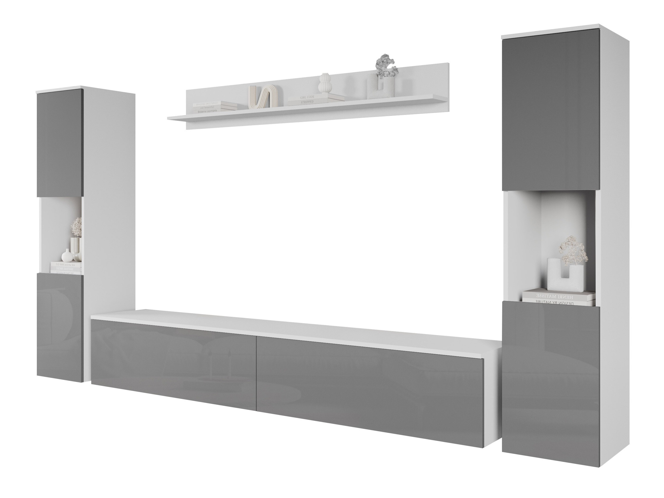 Stuemøblersæt Sarasota 131 (Hvid + Glansfuld grå)