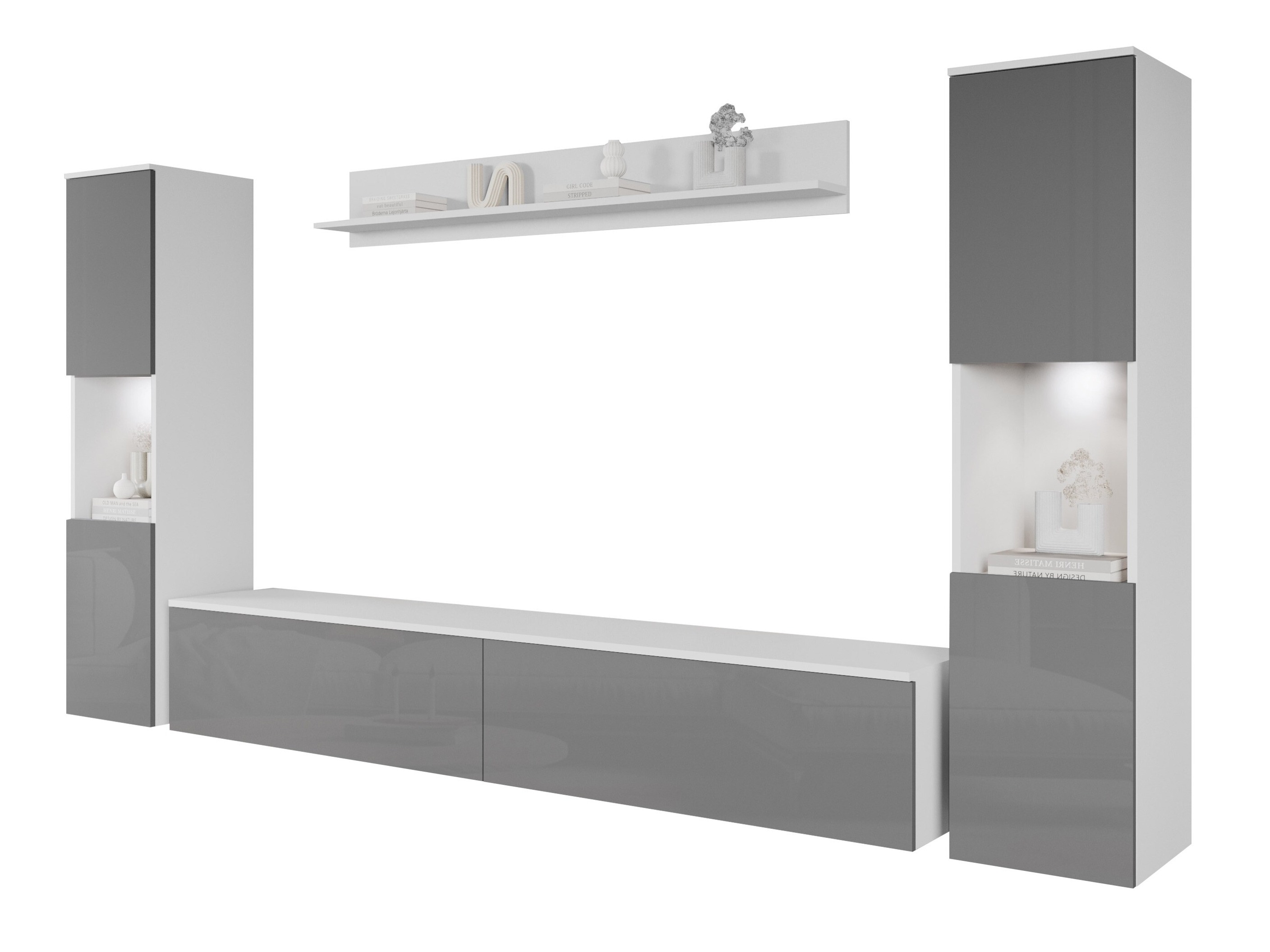 Stuemøblersæt Sarasota 131 (Hvid + Glansfuld grå)