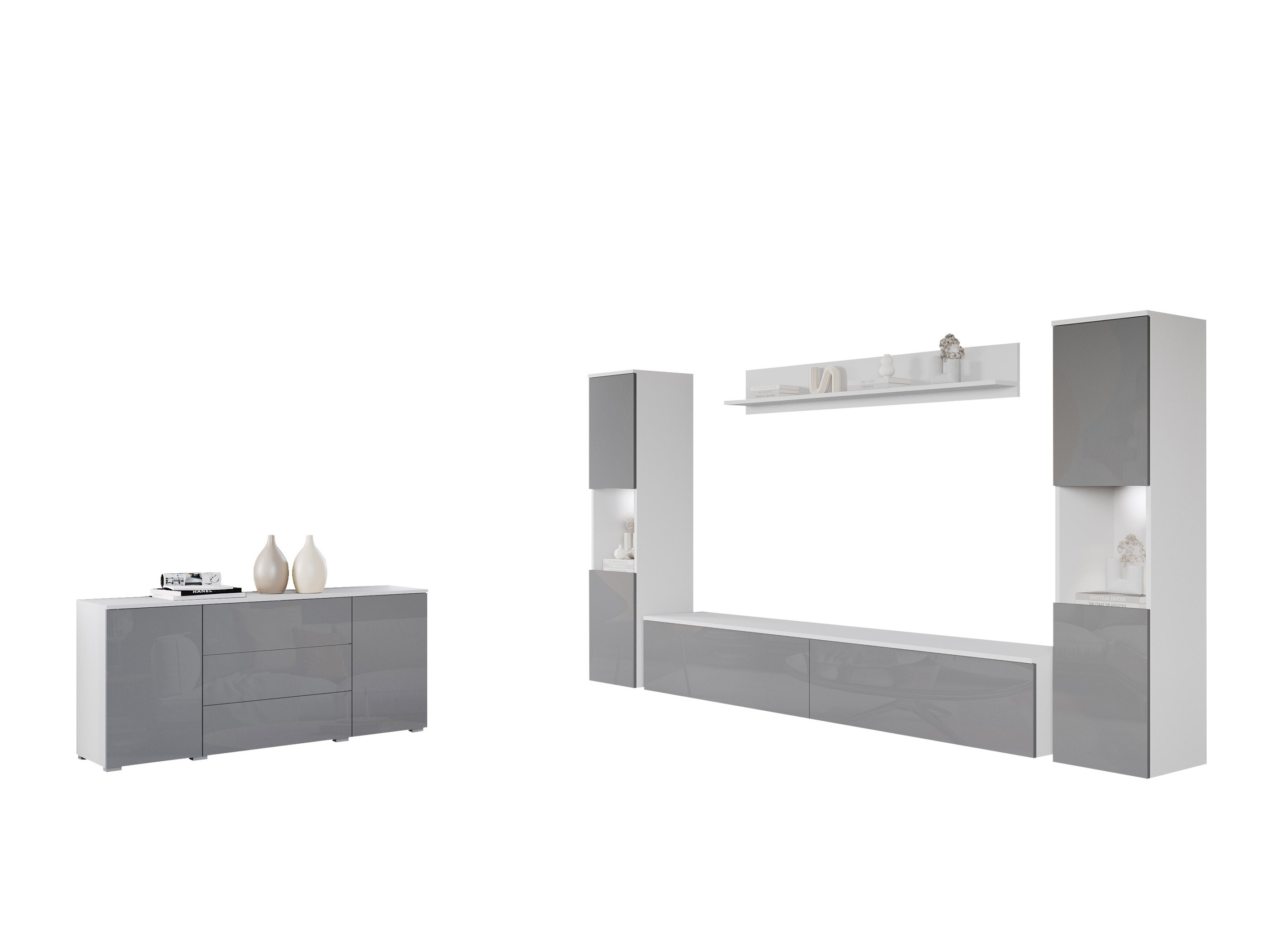 Stuemøblersæt Sarasota 133 (Hvid + Glansfuld hvid)