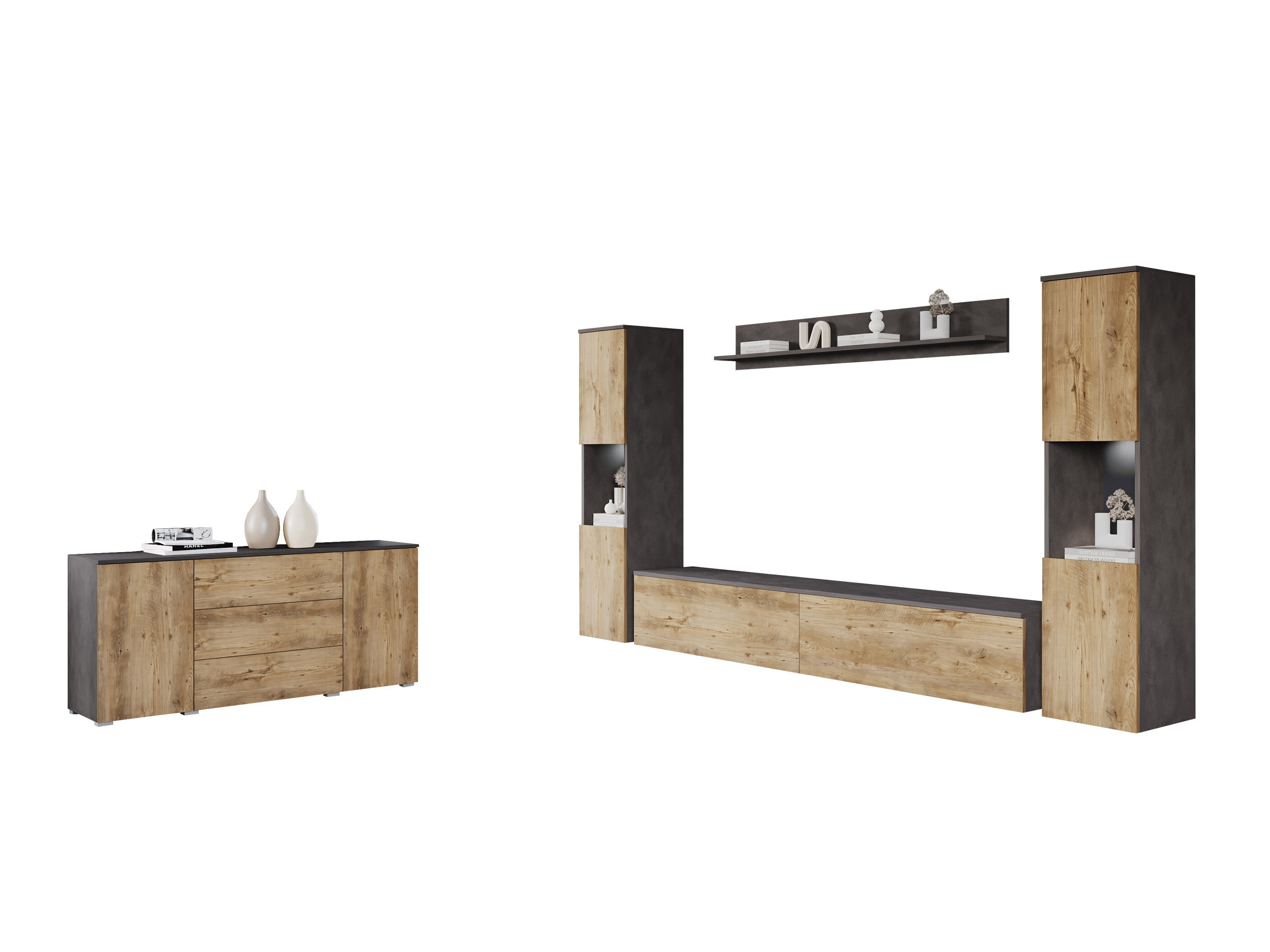 Stuemøblersæt Sarasota 133 (Matera grå + Kastanje)