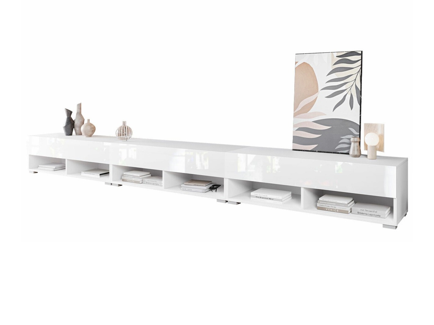 TV-bord Sarasota 144 (Hvid + Glansfuld hvid)