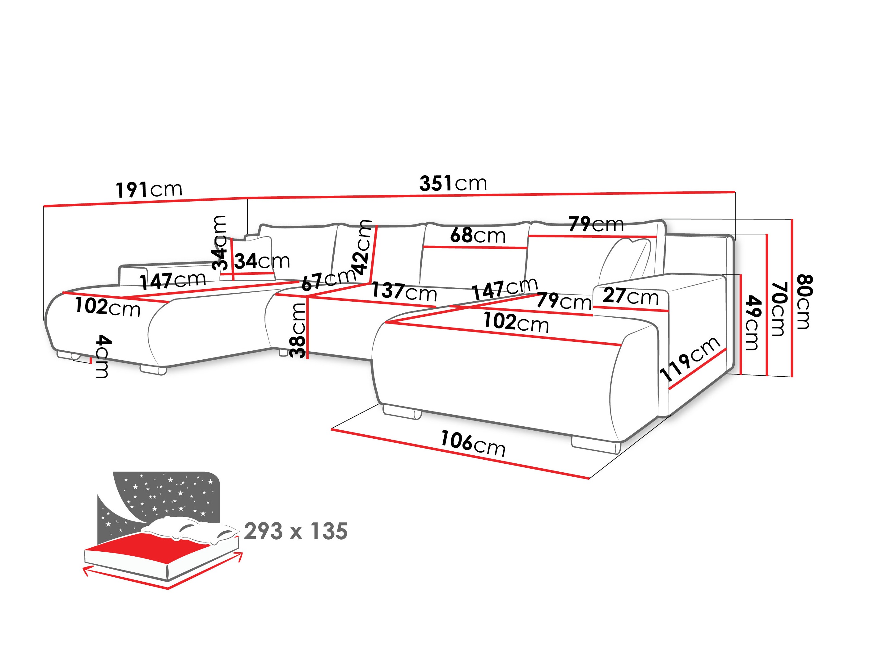 Hjørnesofa Comfivo 483 (Coral 75)