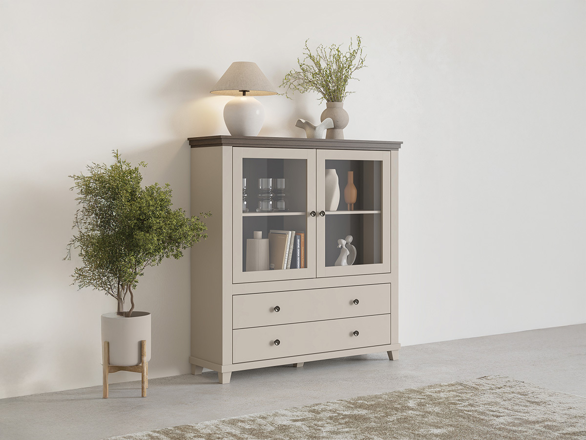 Kommode Tolnue 105 (Lys beige + Egetræ)