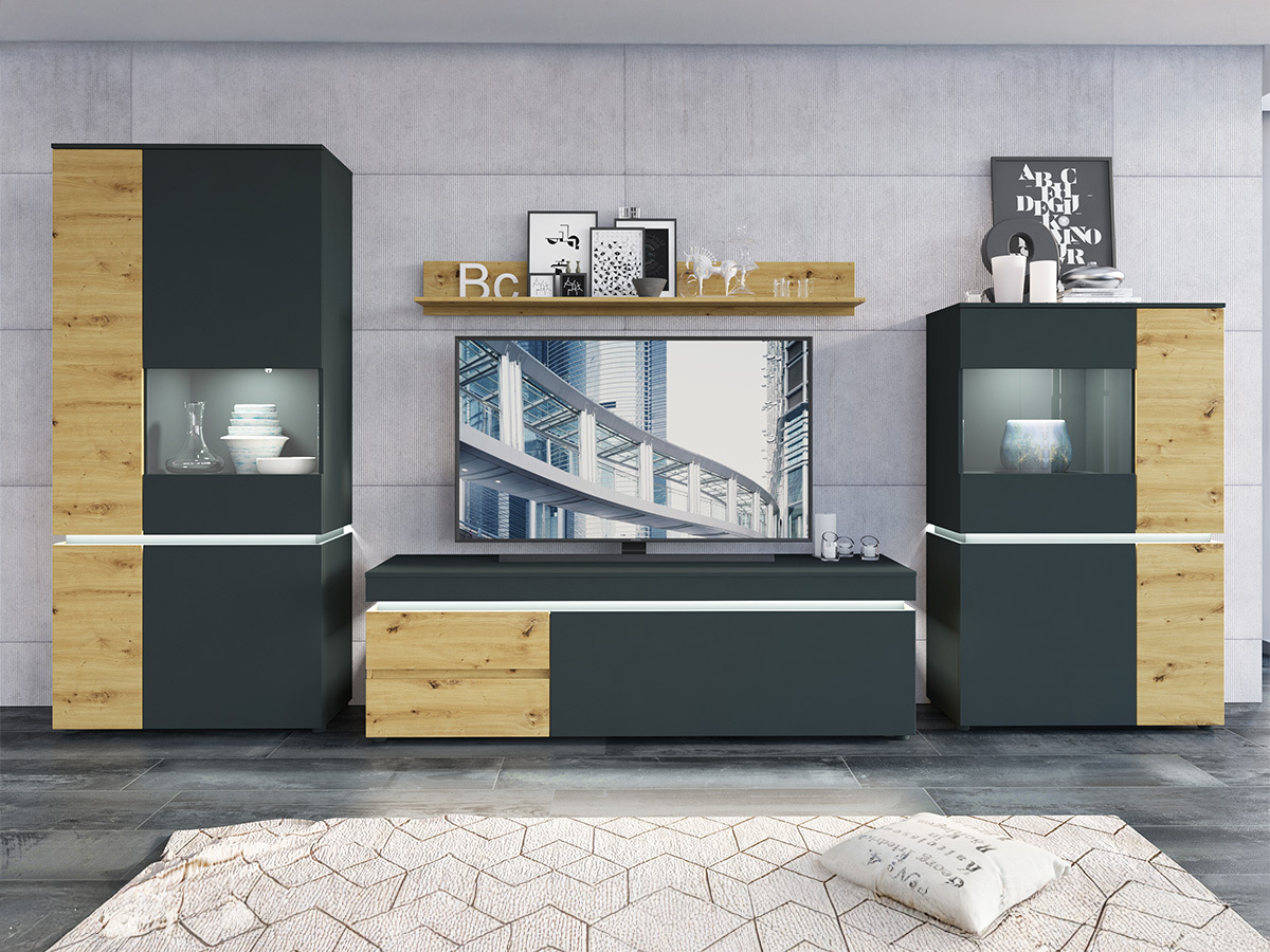 Stuemøbelsæt Ontario 176 (Artisan eg + Grå)