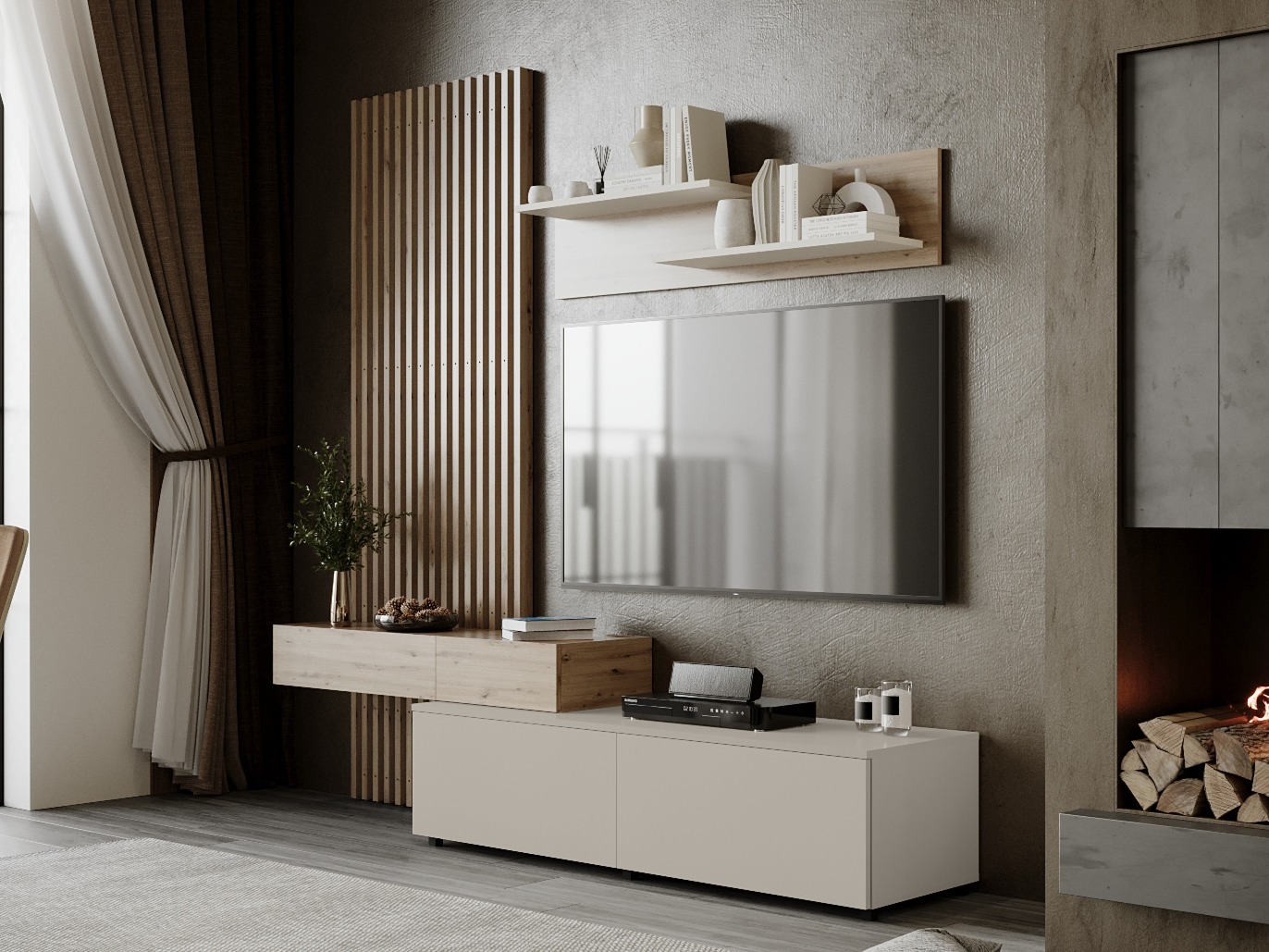 Stuemøbelsæt Houston 2086 (Artisan eg + Kashmir)