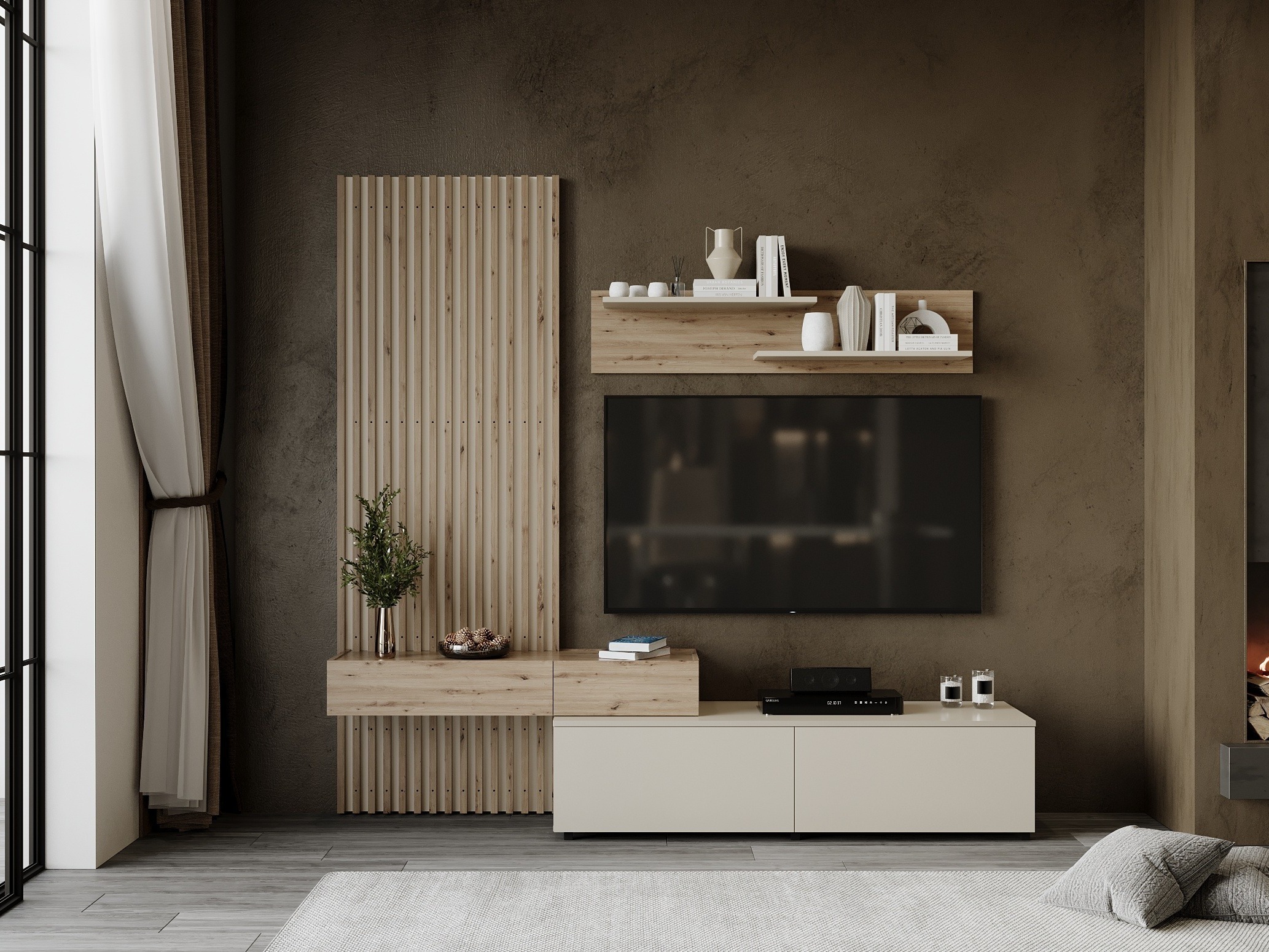 Stuemøbelsæt Houston 2086 (Artisan eg + Kashmir)