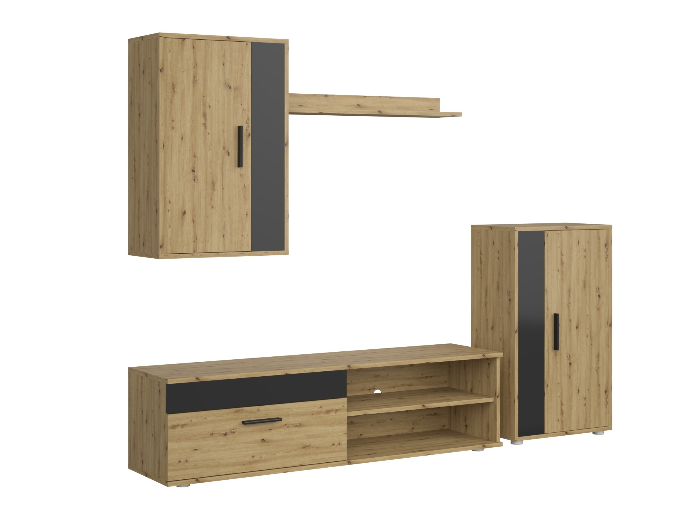 Stuemøbelsæt Houston 2087 (Sort + Artisan eg)