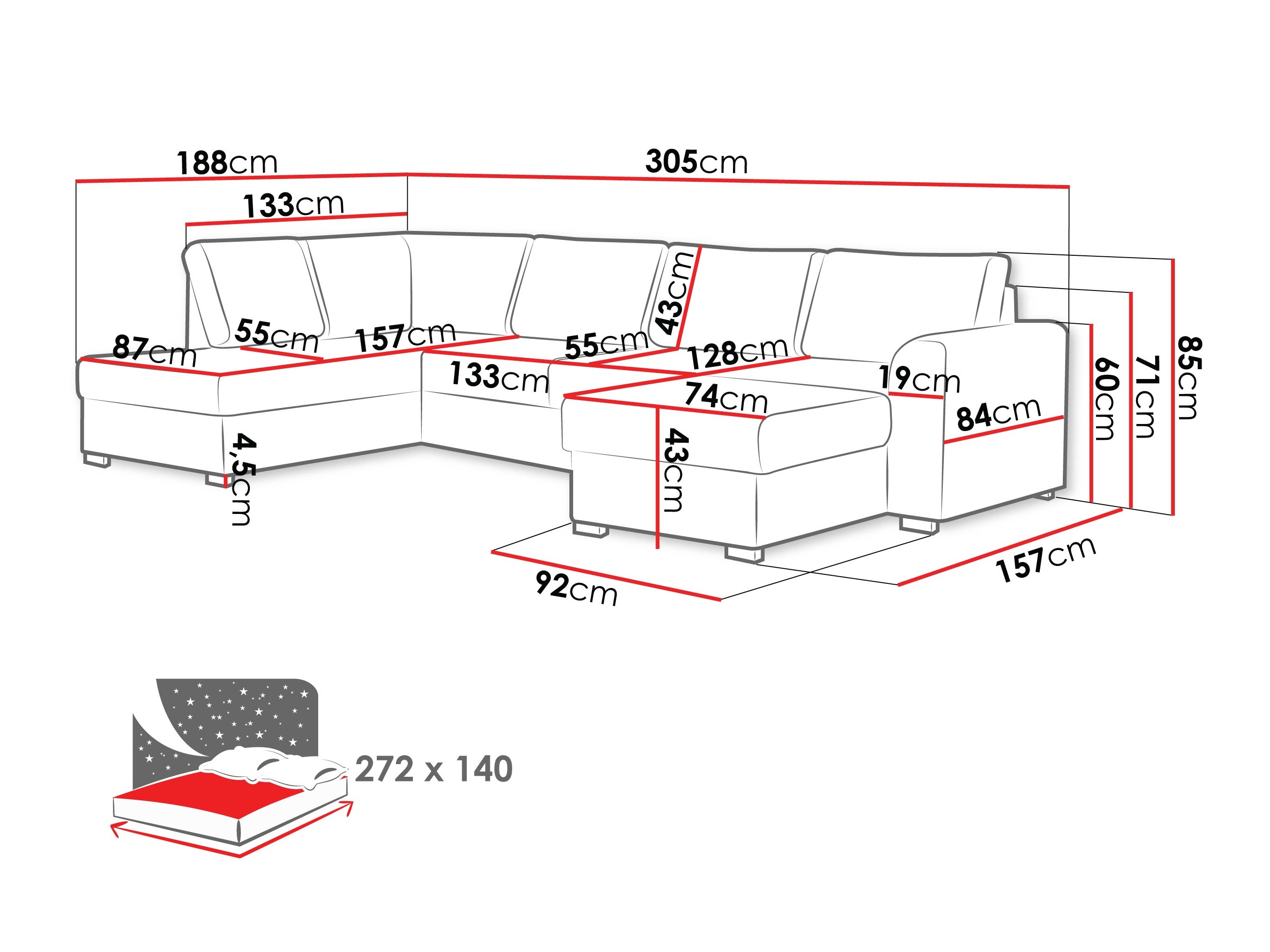 Hjørnesofa Comfivo 189 (Maya 11)