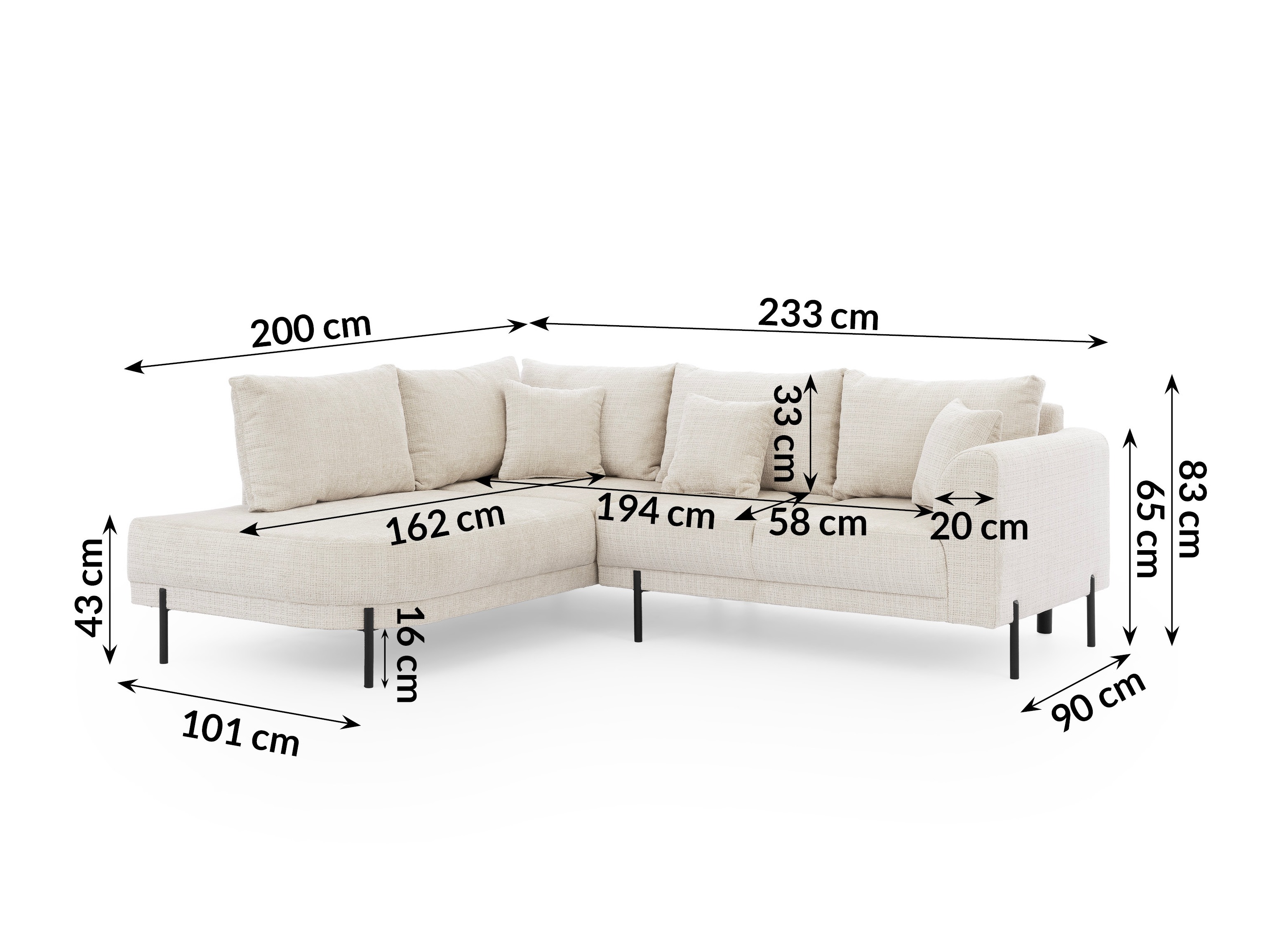 Hjørnesofa Rocklin 123 (Cremona 02)