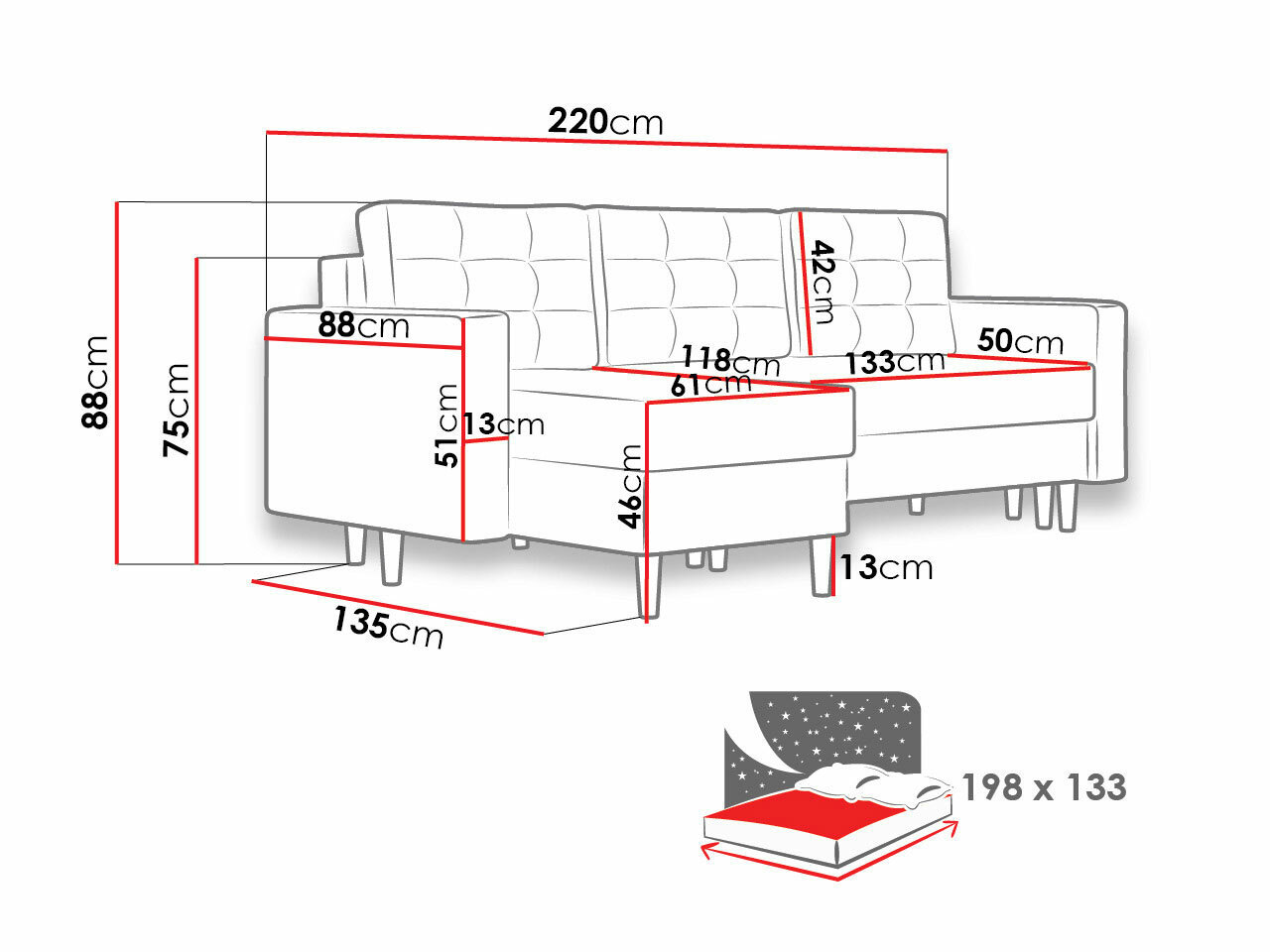 Hjørnesofa Columbus 108 (Kronos 19)