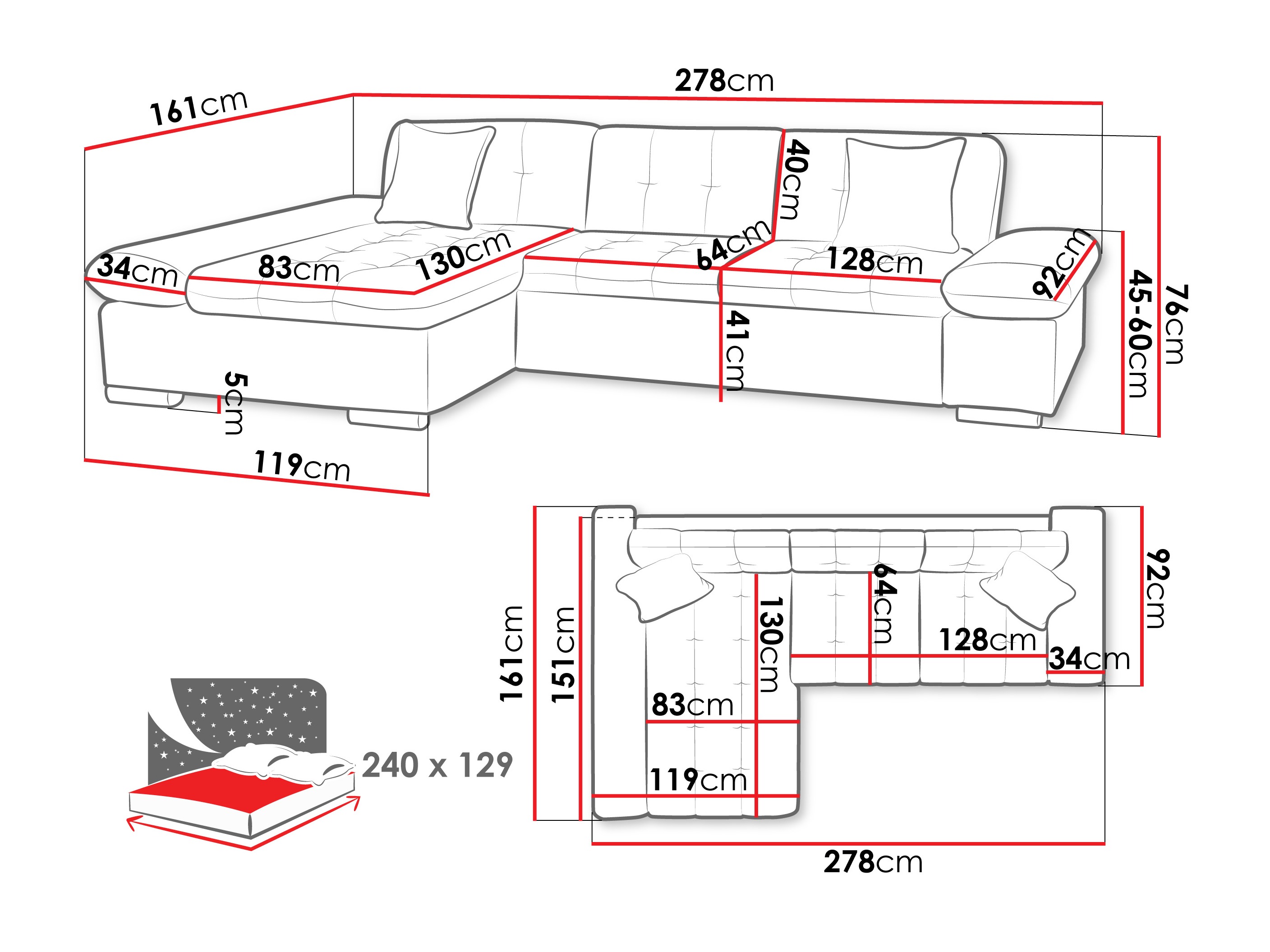 Hjørnesofa Comfivo 250 (Piaingen 02)