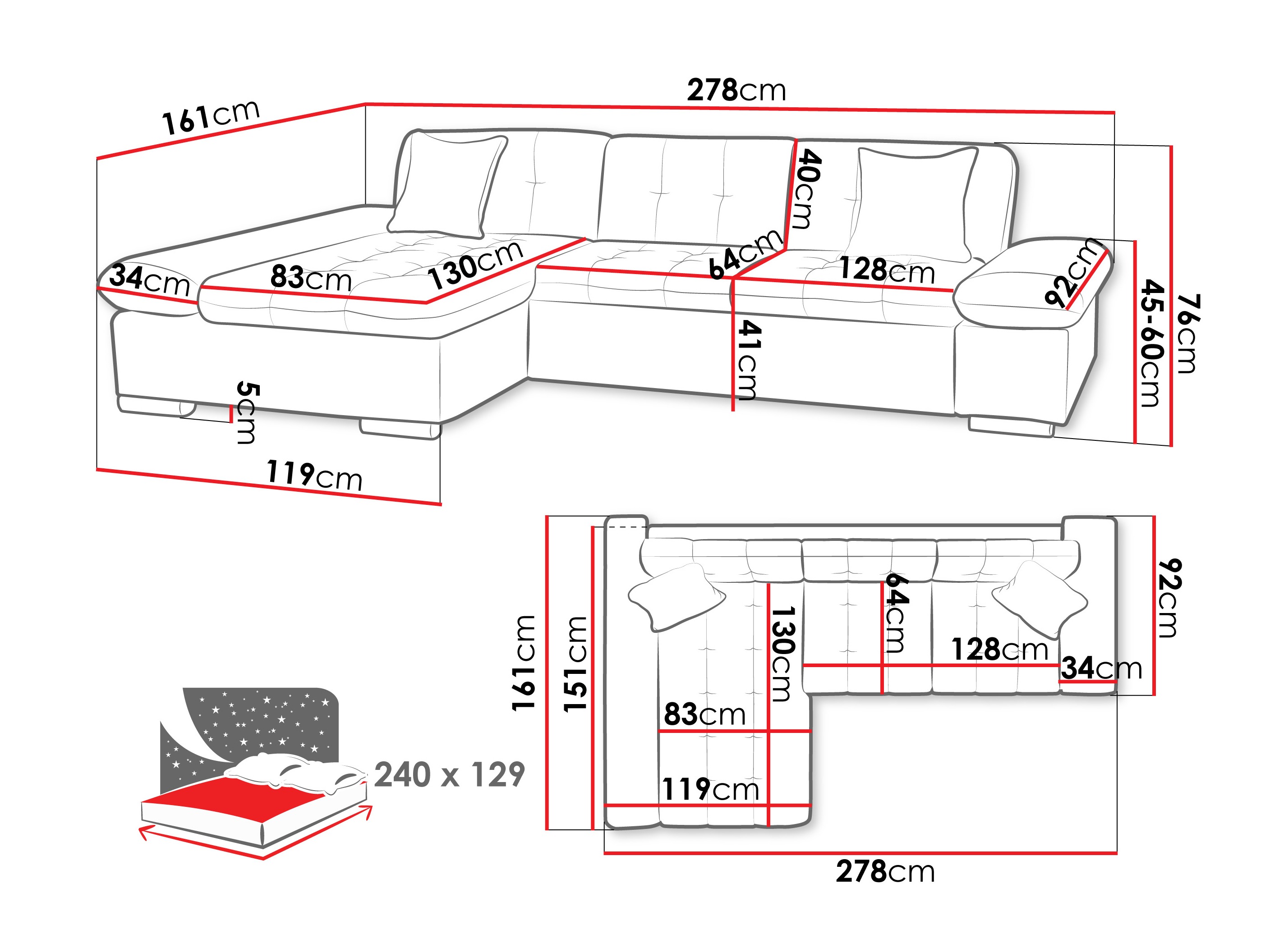 Hjørnesofa Comfivo 250 (Piaingen 17)