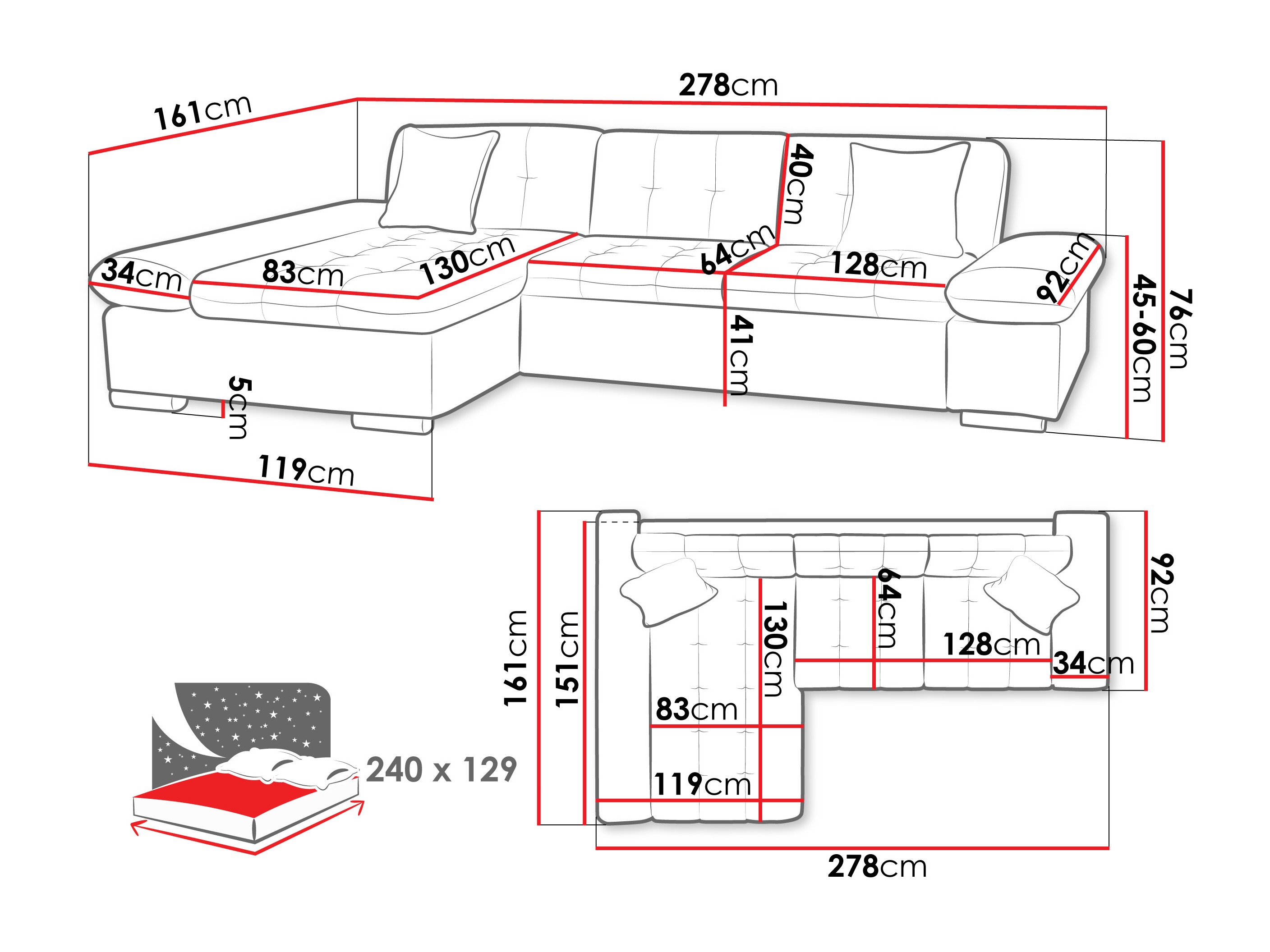 Hjørnesofa Comfivo 250 (Zoya 13)