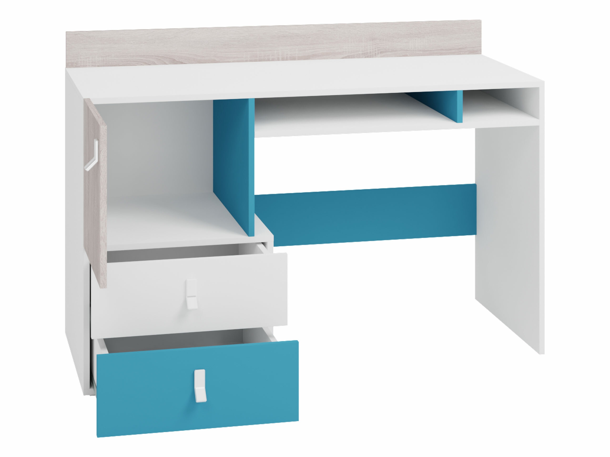 Skrivebord Camteso 107 (Sort + Egetræ + Beige)