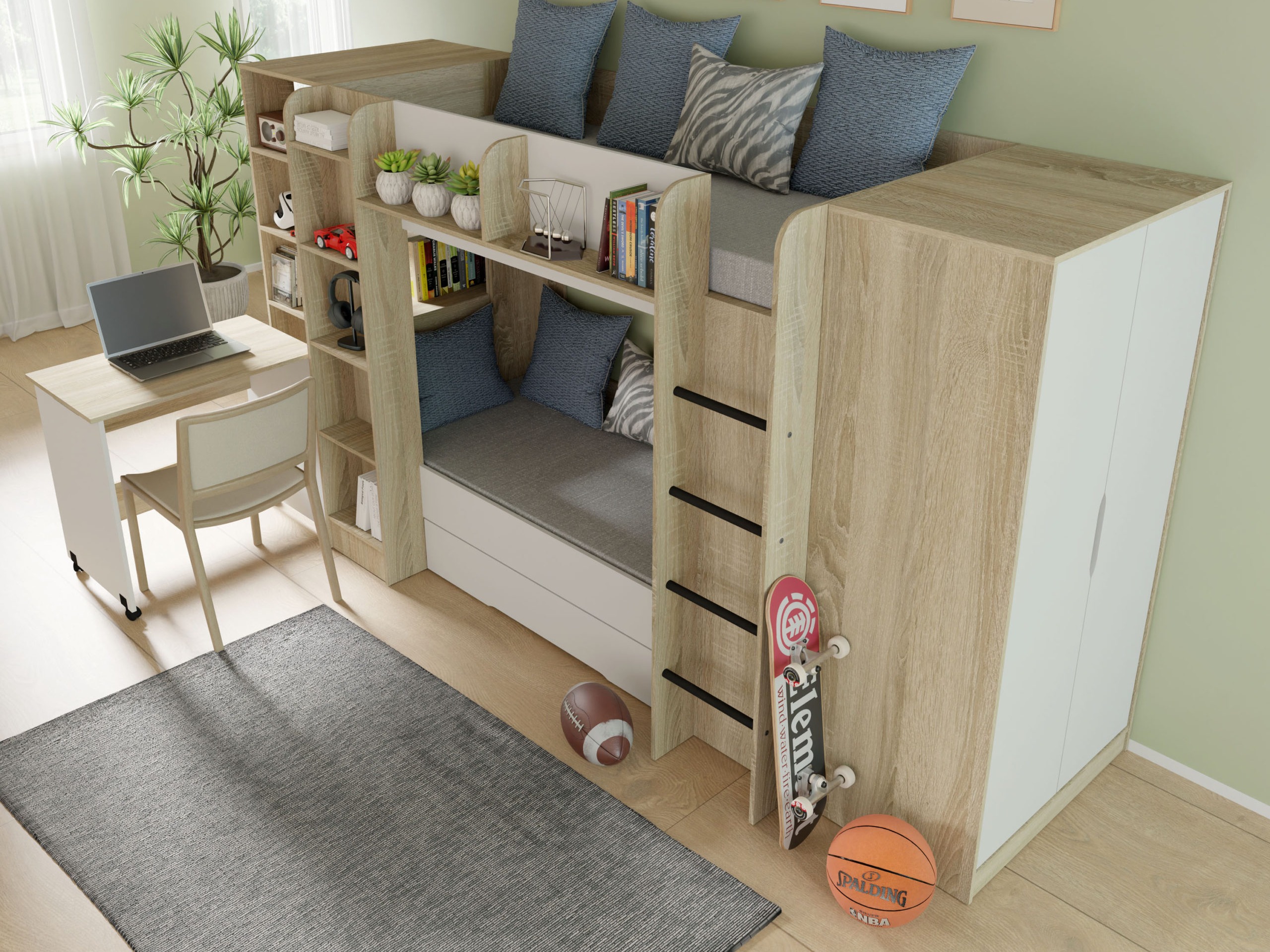 Garderobeskab Elitenu 101 (Sonoma eg + Hvid)