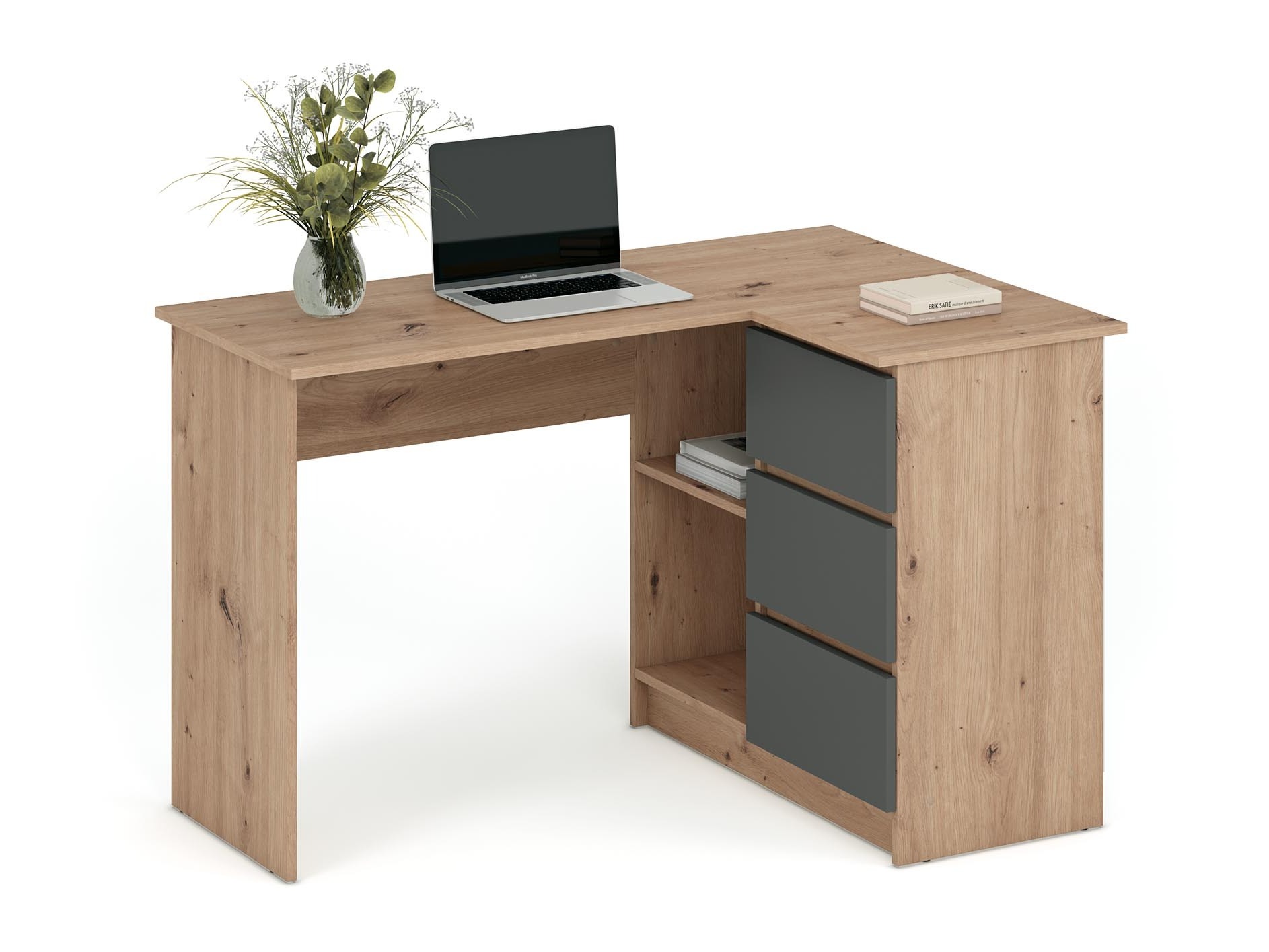 Hjørneskrivebord Houston 1950 (Grafit + Artisan eg)