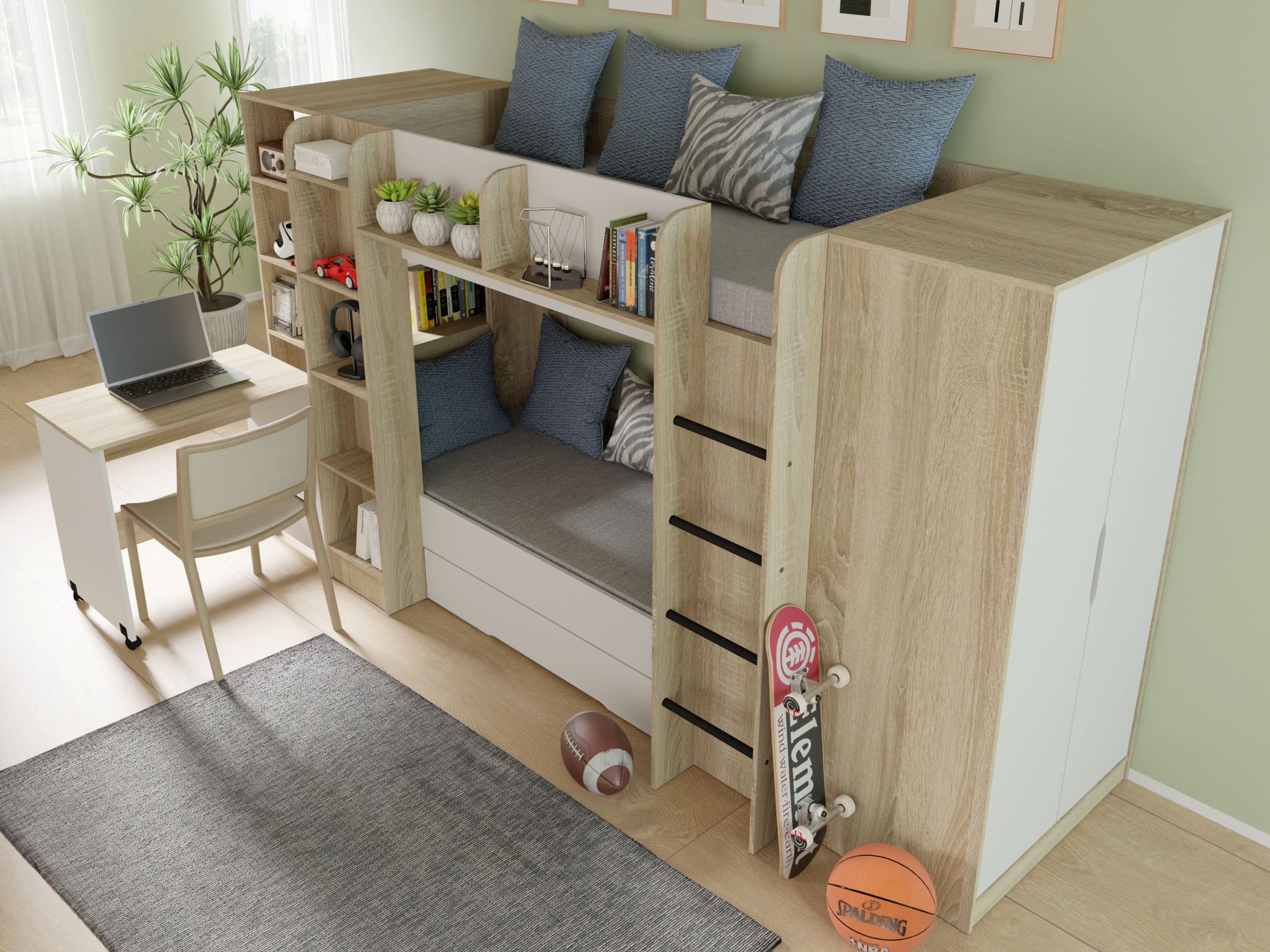 Skrivebord Elitenu 100 (Sonoma eg + Hvid)