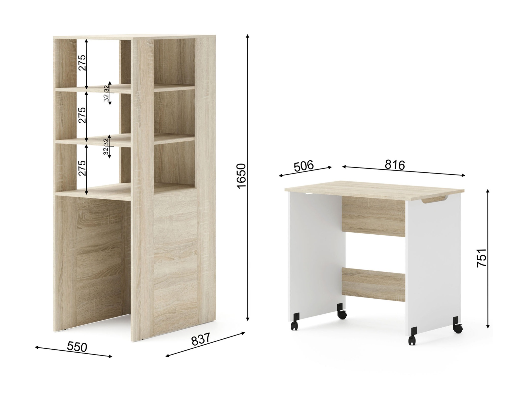 Skrivebord Elitenu 100 (Sonoma eg + Hvid)