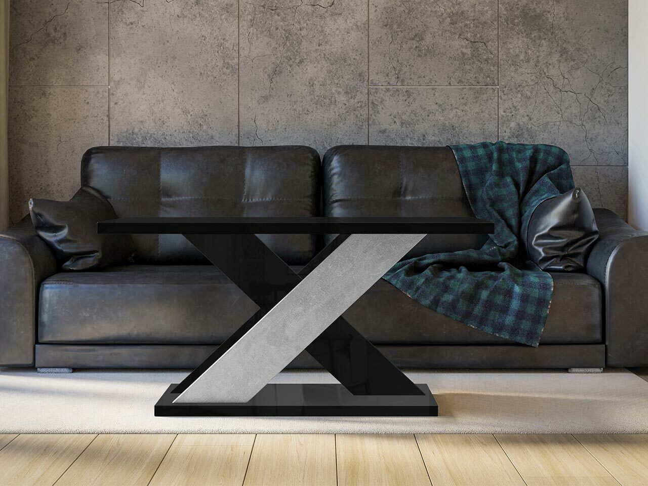 Sofabord Goodyear 116 (Blank sort + Beton)