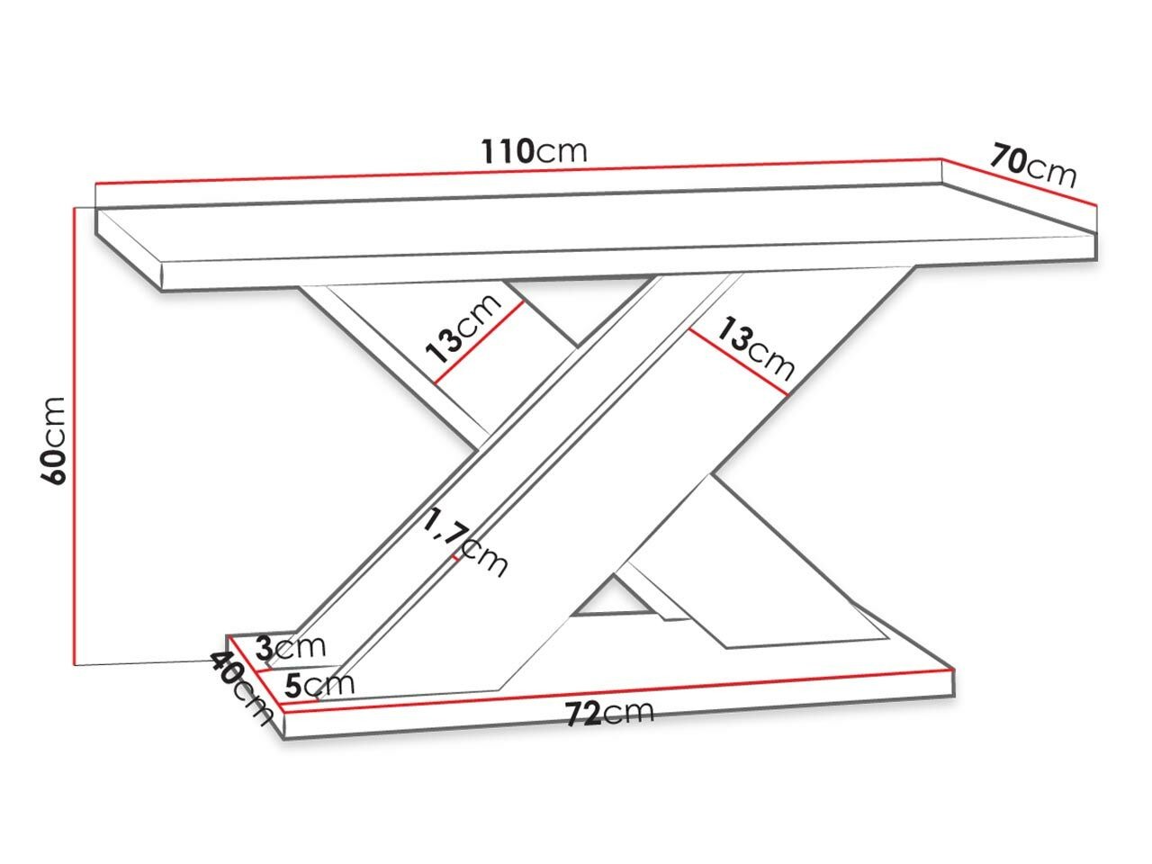 Sofabord Goodyear 116 (Blank sort + Beton)