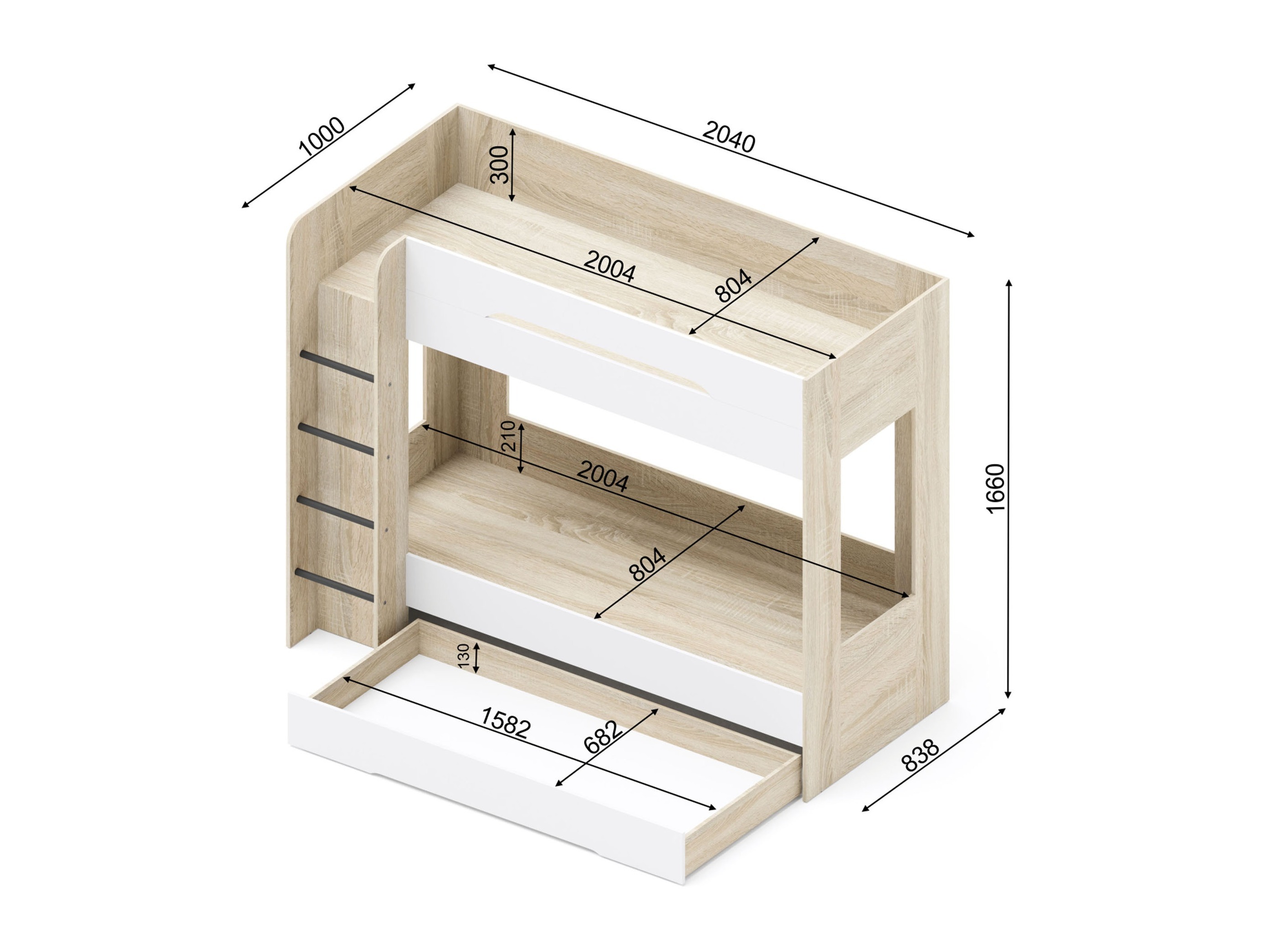 Børneværelsessæt Elitenu 105 (Sonoma eg + Hvid)