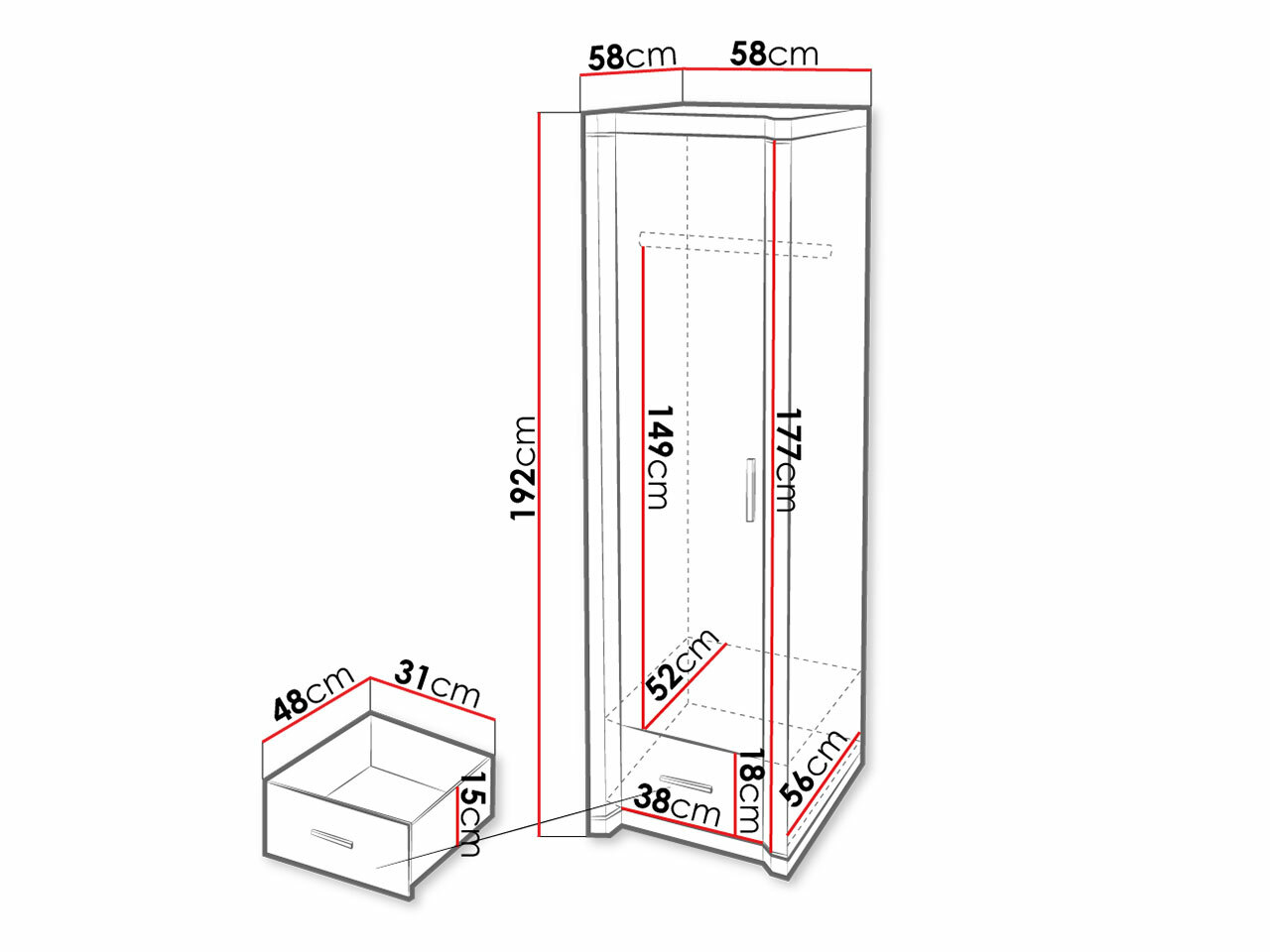 Garderobeskab Lorelie 117 (Trøffel egetræ)